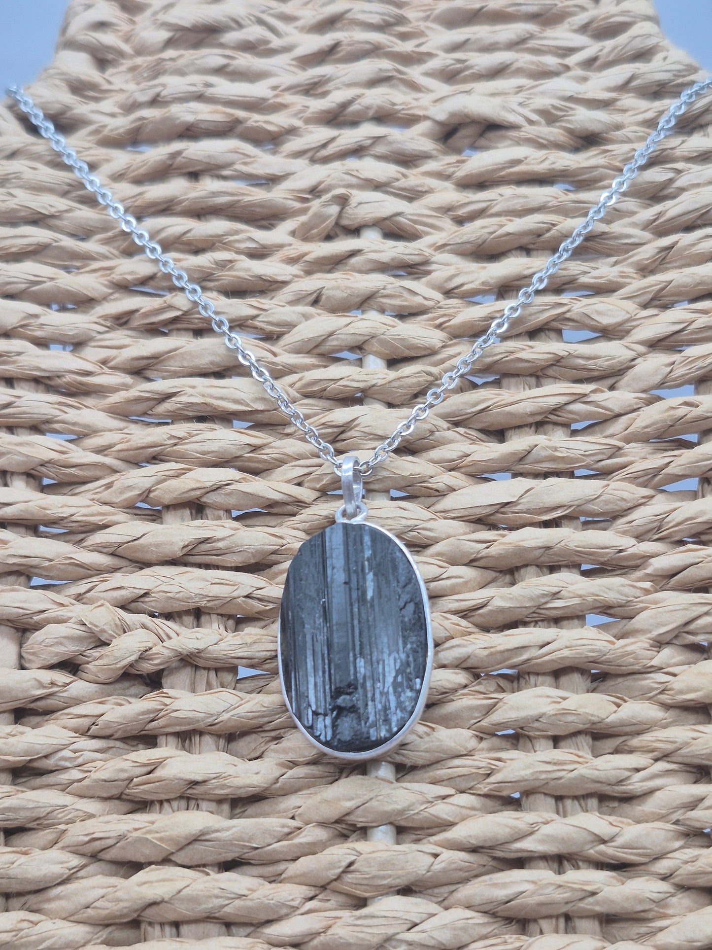 Black Tourmaline Silver Necklace