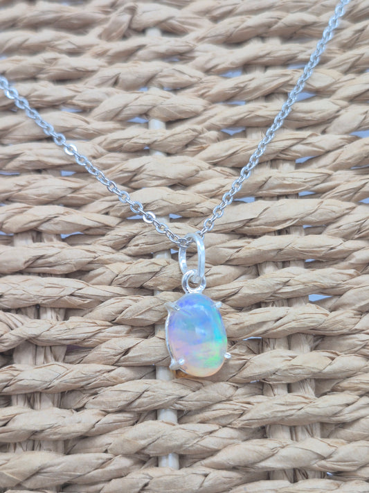 Ethiopian Opal Silver 925 Necklace (RARE)