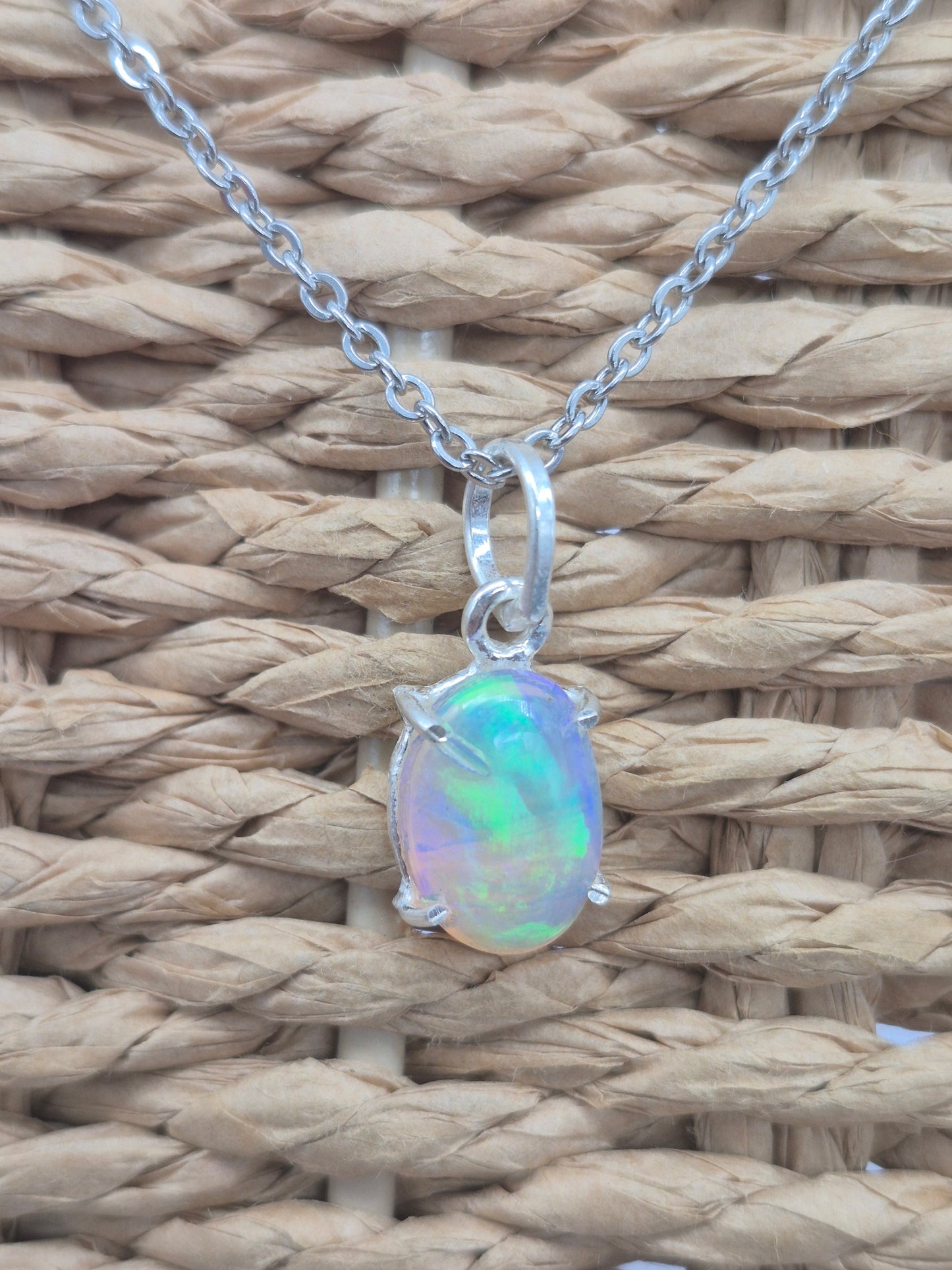Ethiopian Opal Silver 925 Necklace (RARE)