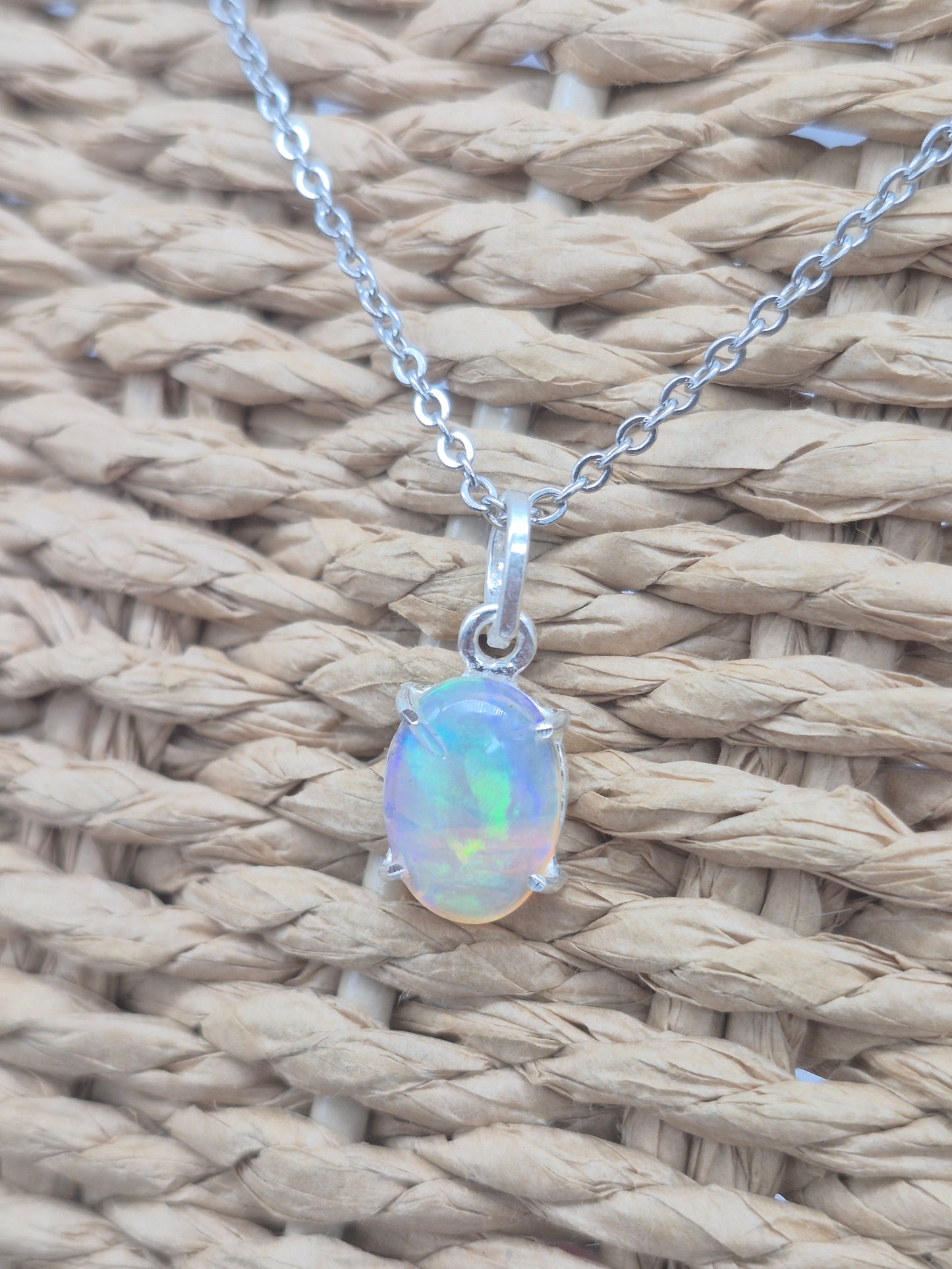 Ethiopian Opal Silver 925 Necklace (RARE)