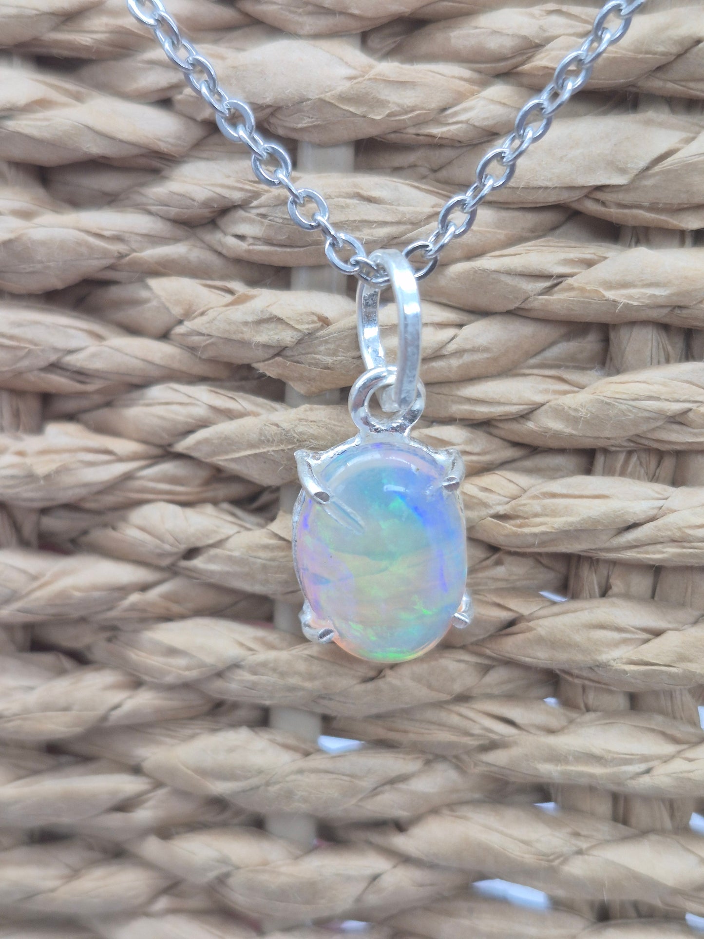 Ethiopian Opal Silver 925 Necklace (RARE)