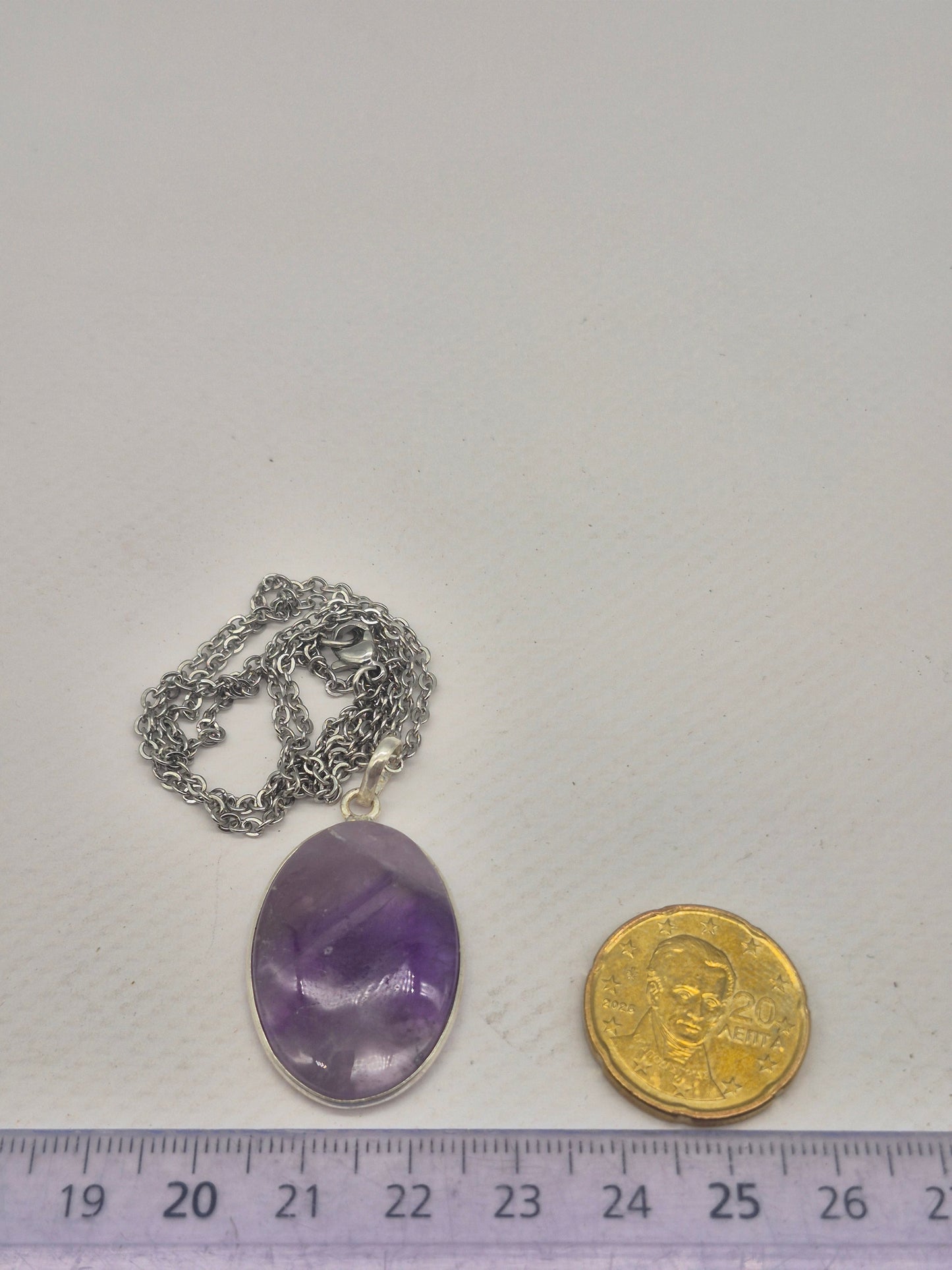 Amethyst Silver 925 Pendant - Cabochon Crystal Necklace