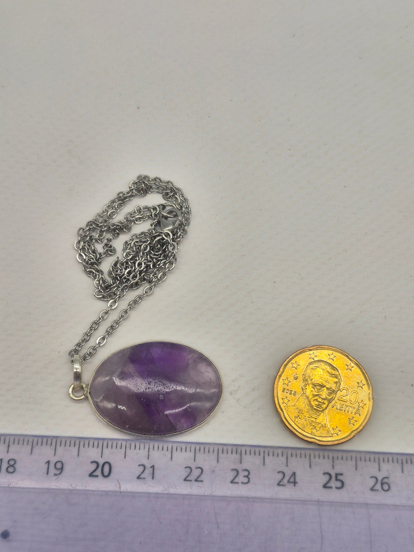 Amethyst Silver 925 Pendant - Cabochon Crystal Necklace