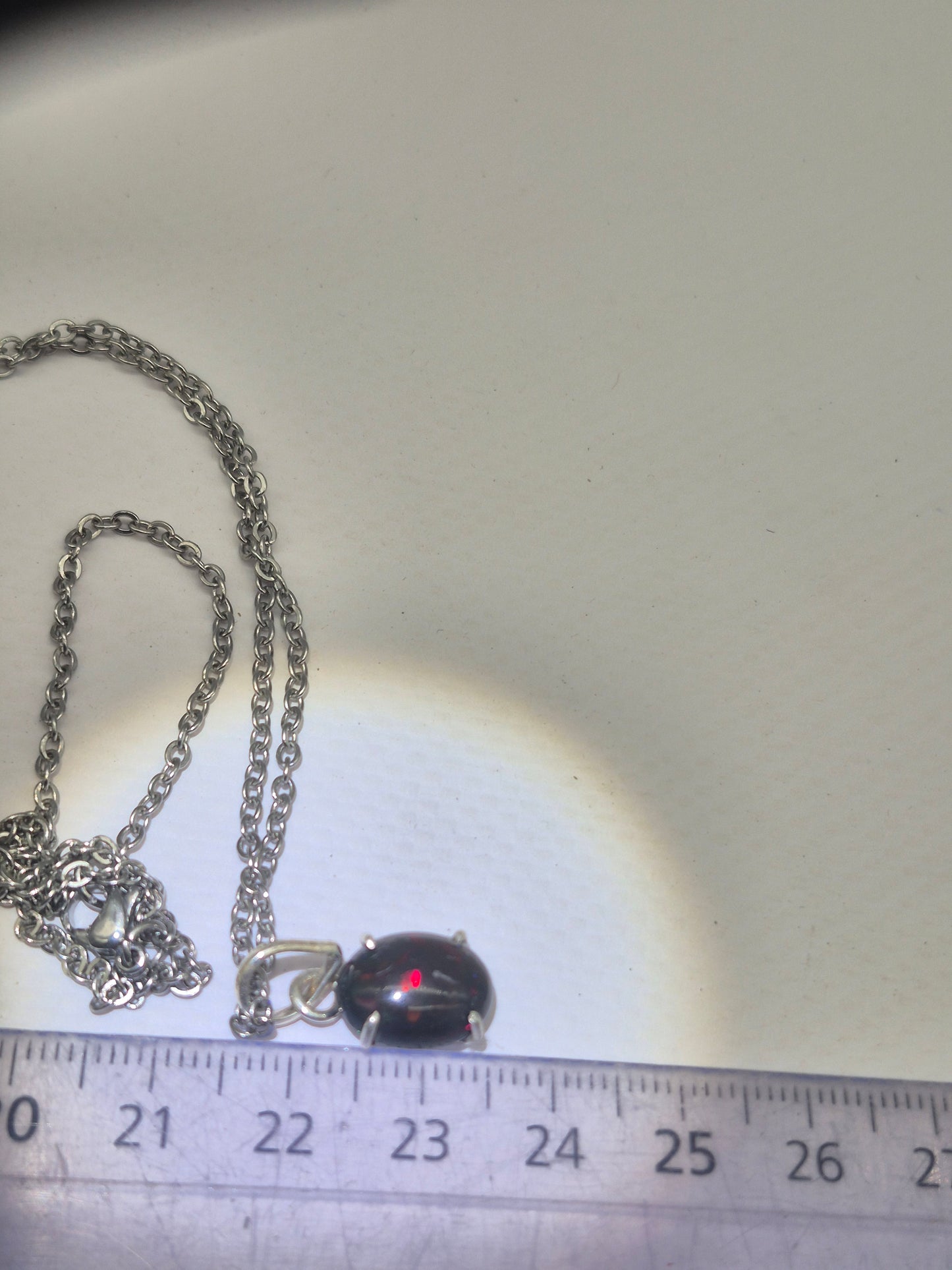 Black Fire Opal Australian Silver 925 Necklace (RARE)
