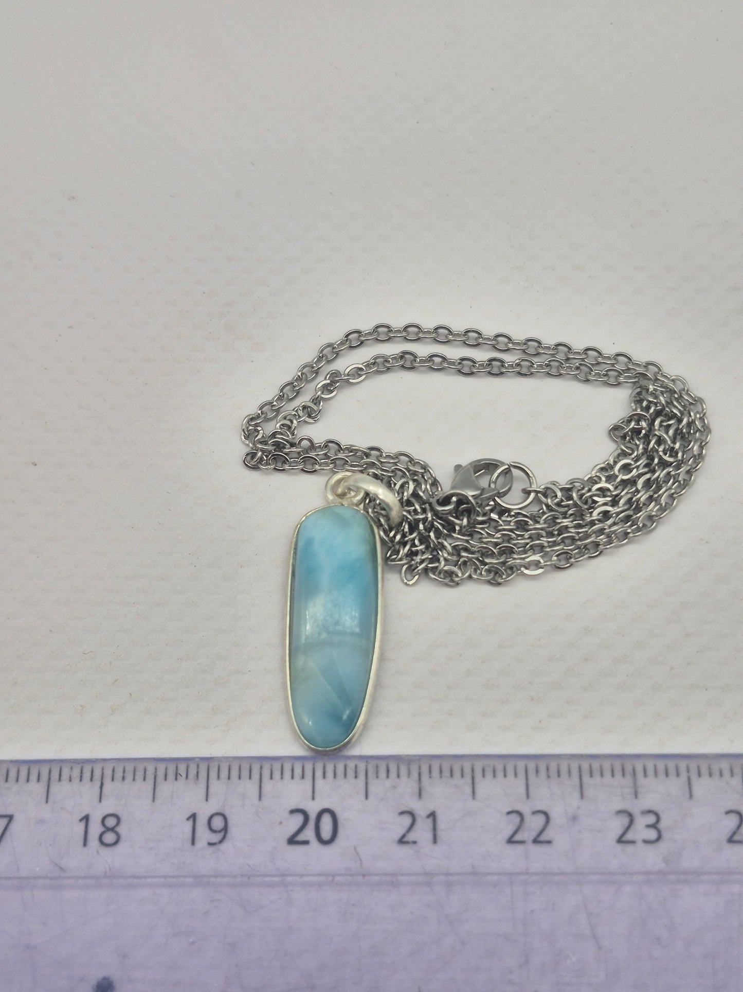 Larimar Silver 925 Necklace – Larimar Pendant in Silver Bezel with Stainless Steel Chain