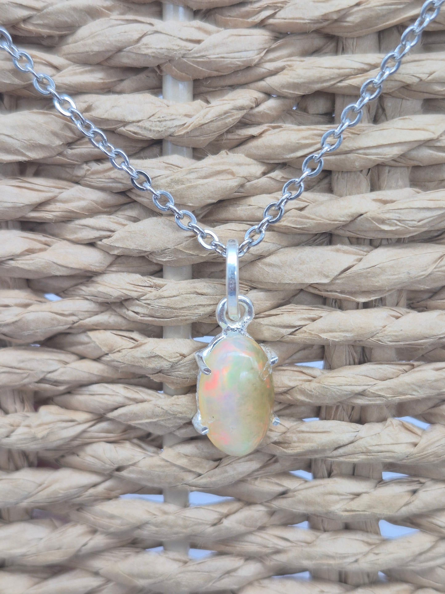 Ethiopian Opal Silver 925 Necklace (RARE)