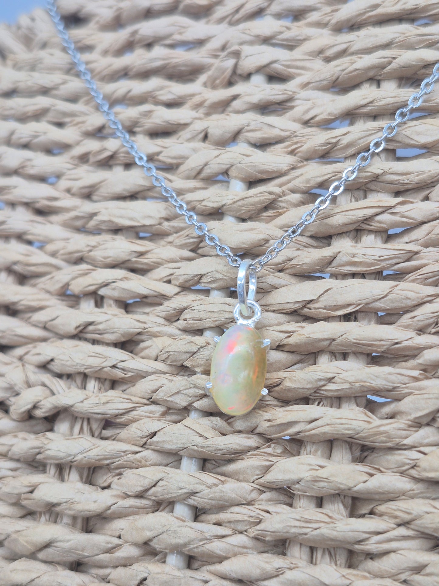 Ethiopian Opal Silver 925 Necklace (RARE)