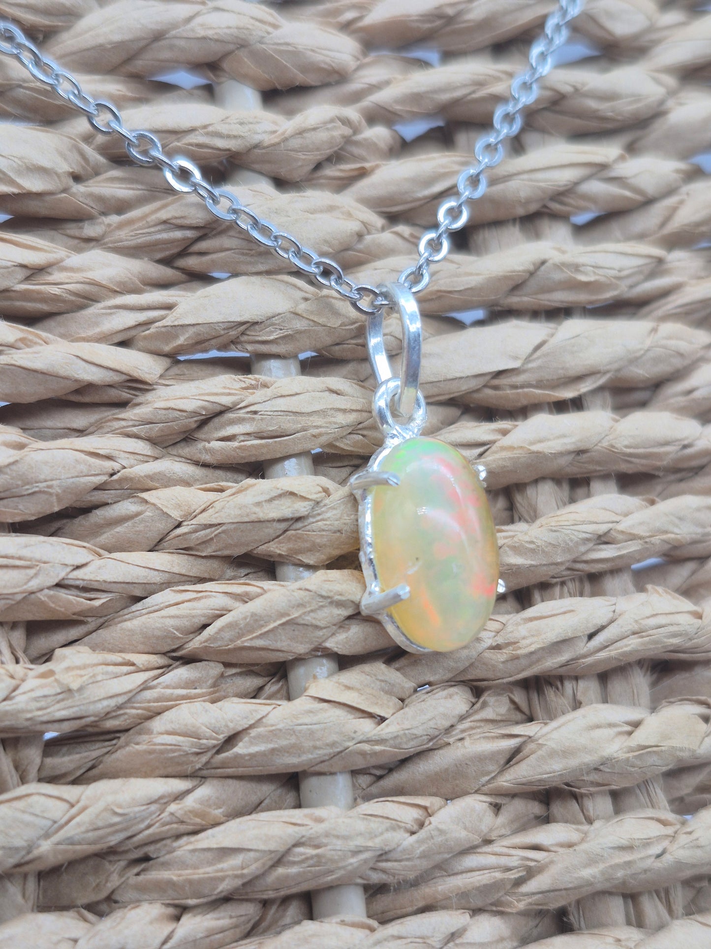 Ethiopian Opal Silver 925 Necklace (RARE)
