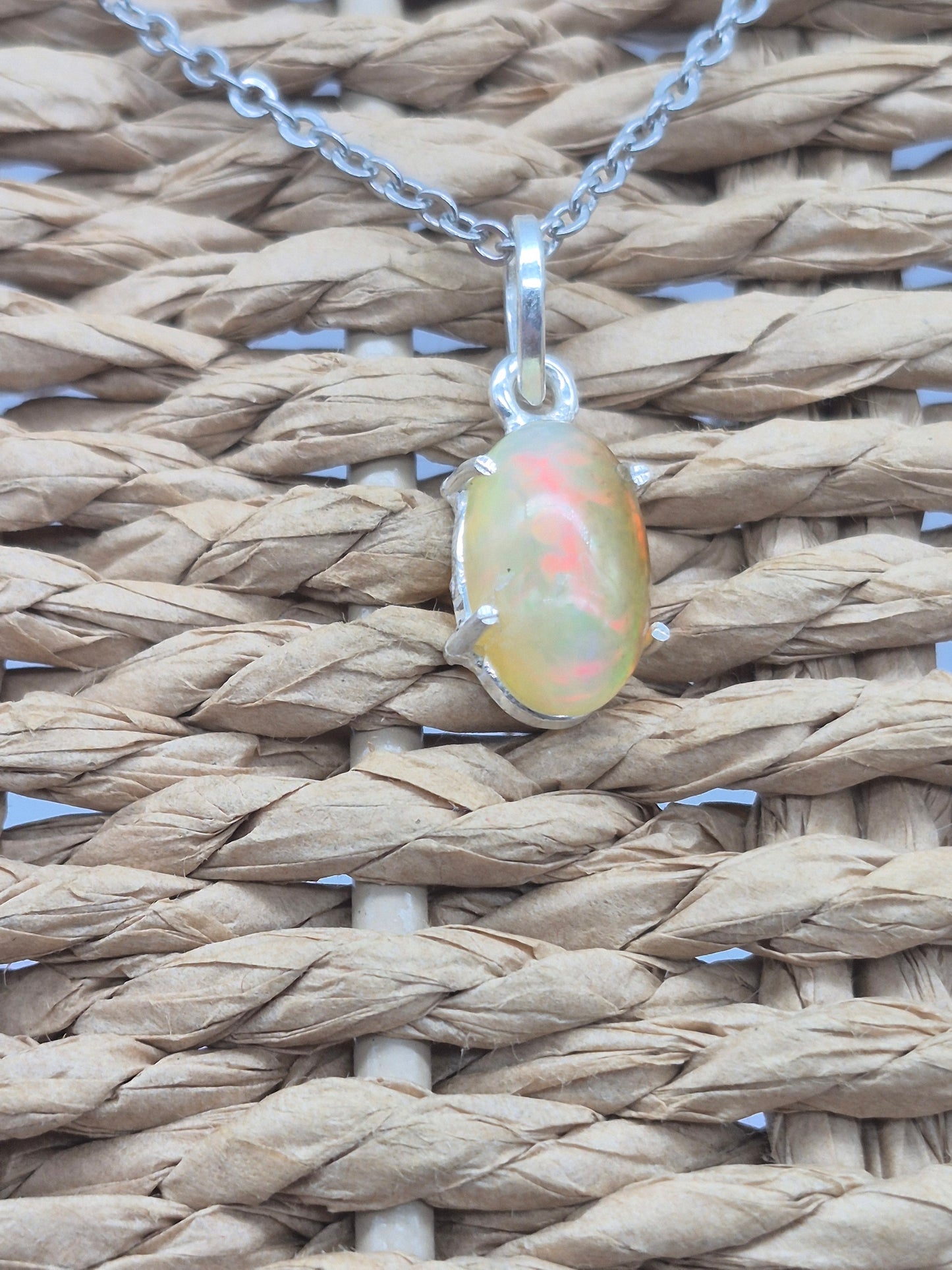 Ethiopian Opal Silver 925 Necklace (RARE)