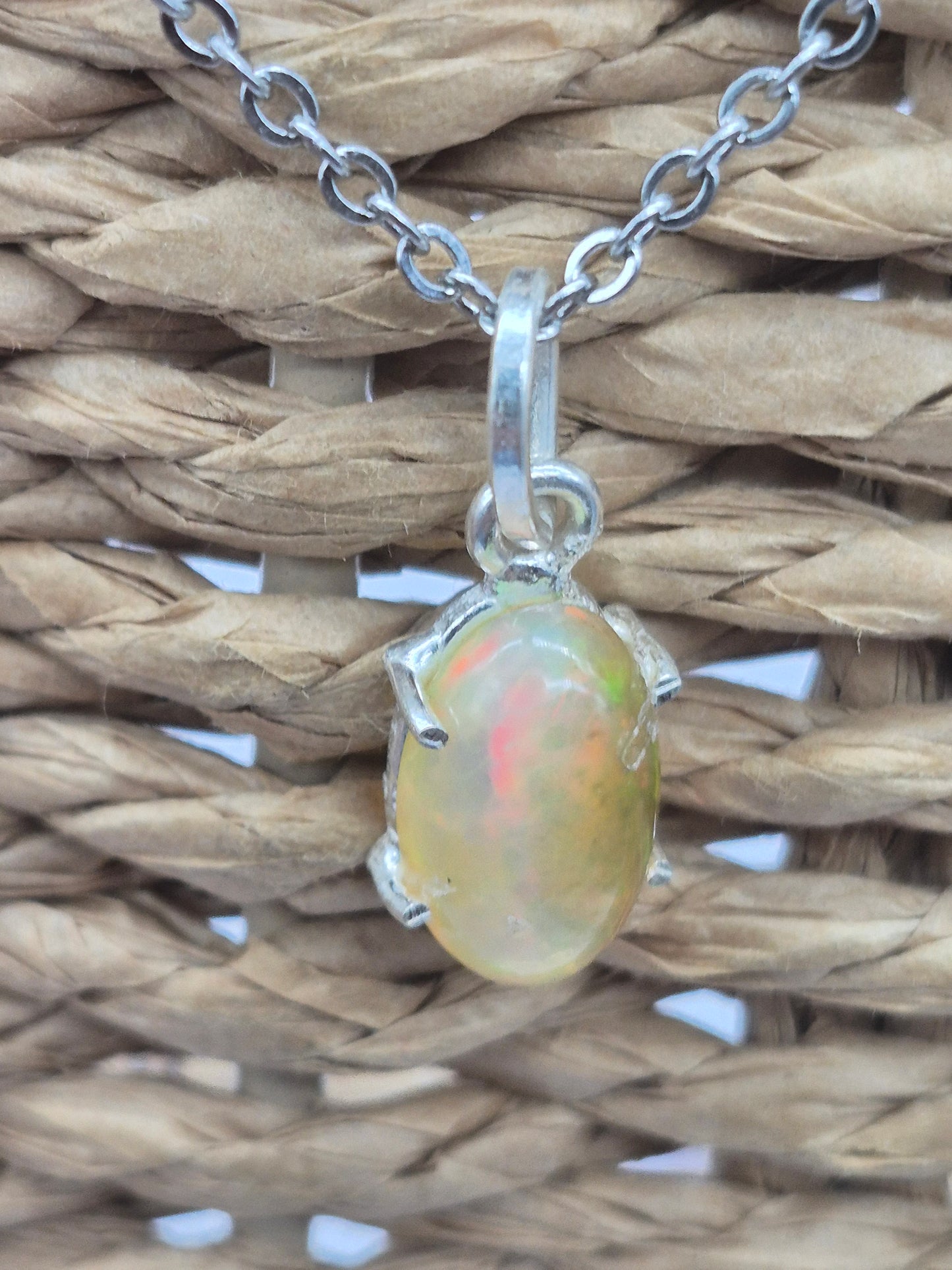 Ethiopian Opal Silver 925 Necklace (RARE)