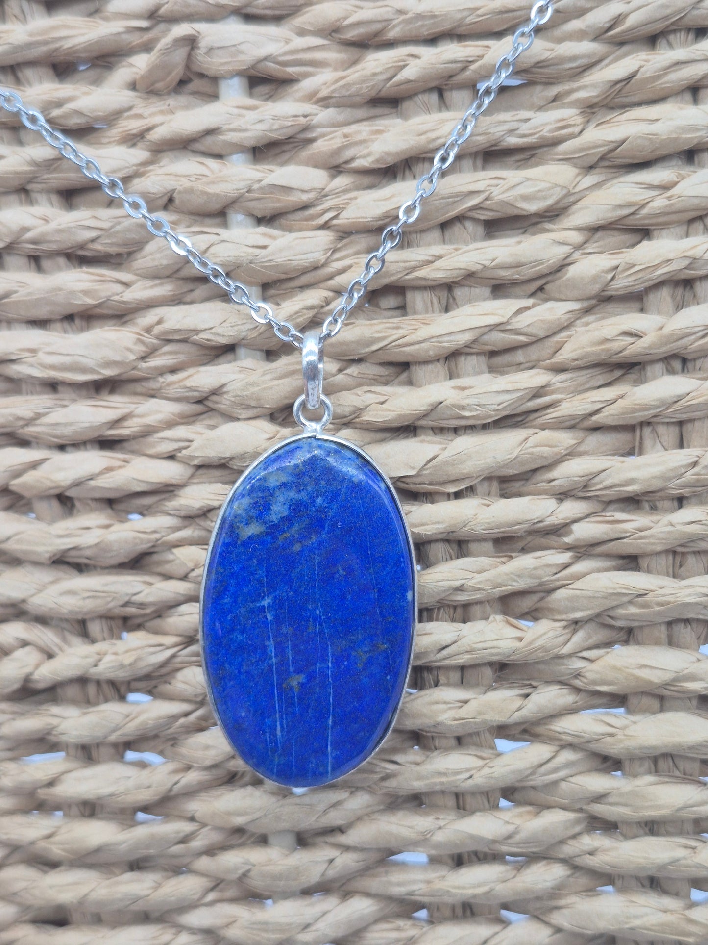 Lapis Lazuli Crystal Necklace Silver 925