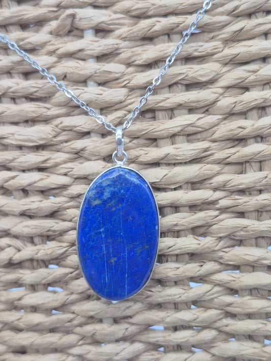 Lapis Lazuli Crystal Necklace Silver 925