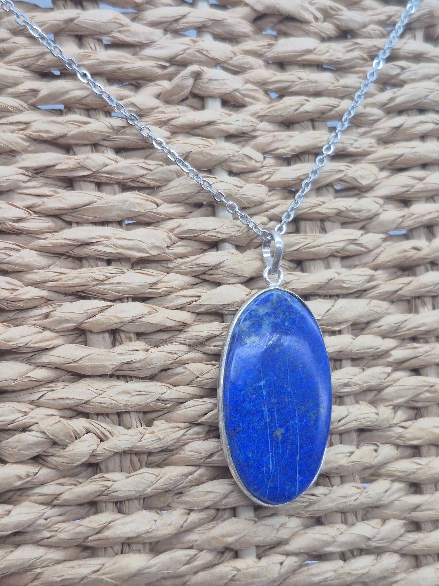 Lapis Lazuli Crystal Necklace Silver 925