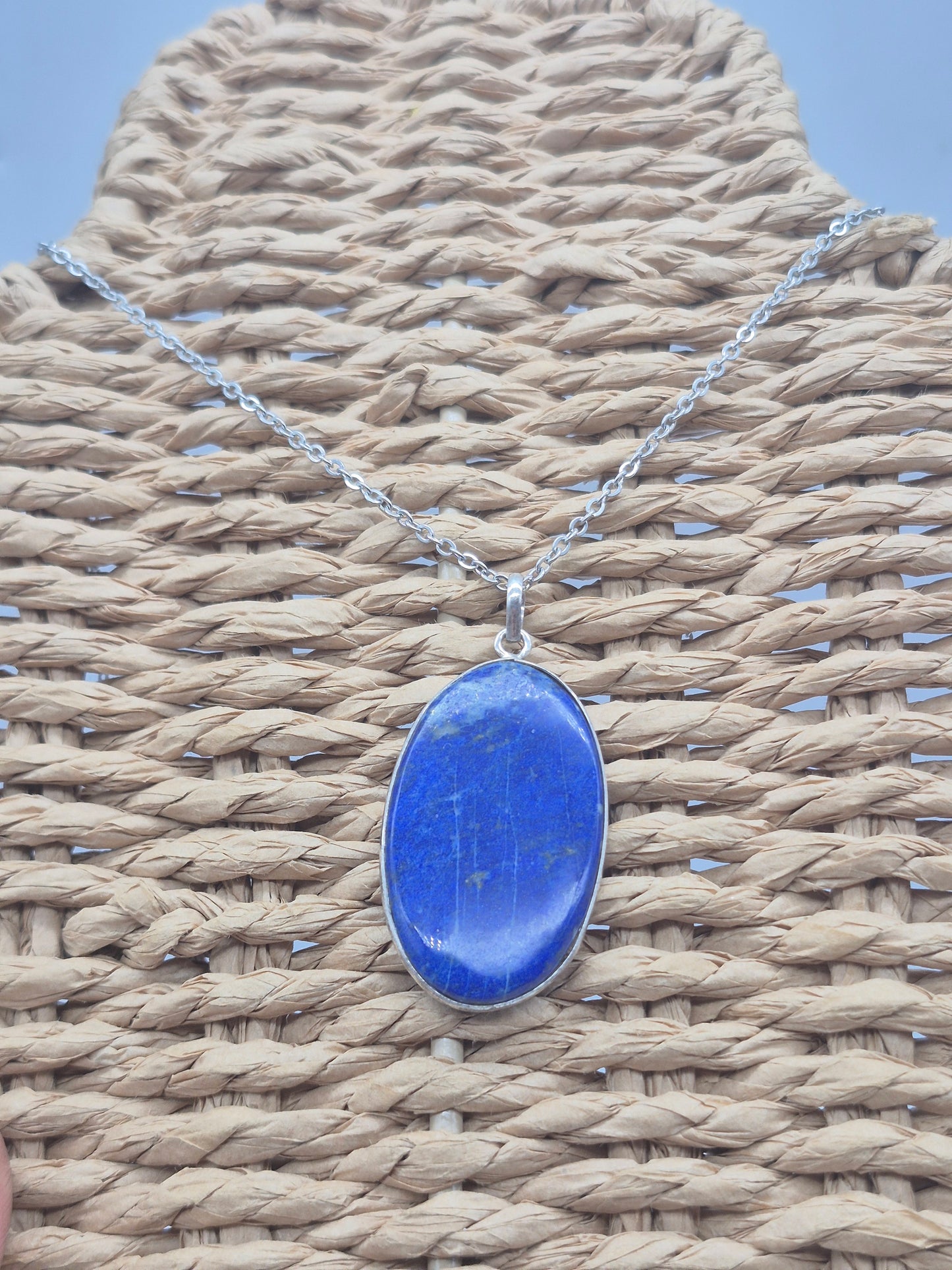 Lapis Lazuli Crystal Necklace Silver 925