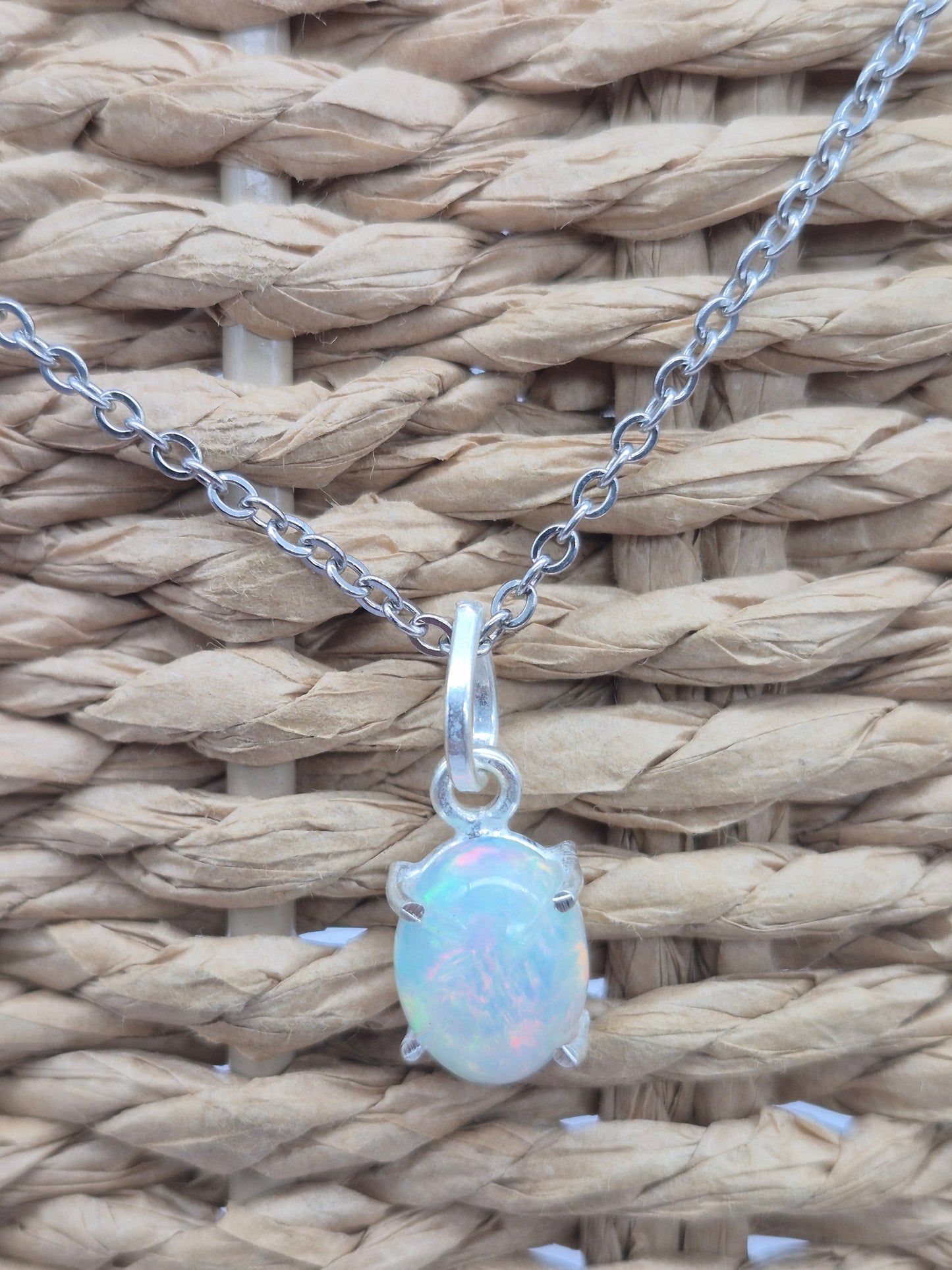 Ethiopian Opal Silver 925 Necklace (RARE)