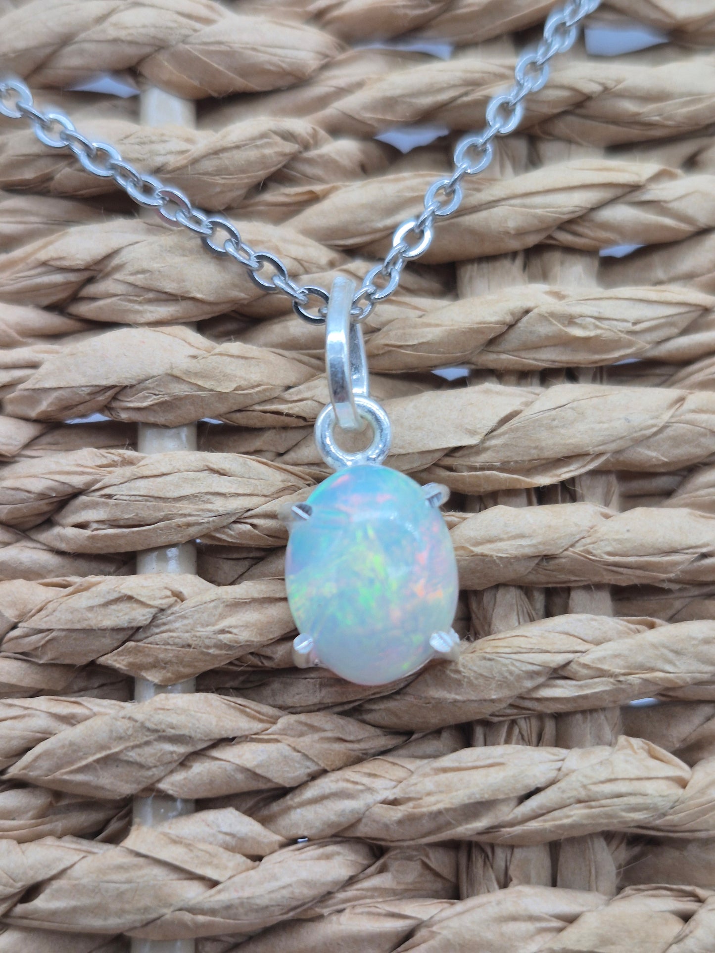 Ethiopian Opal Silver 925 Necklace (RARE)
