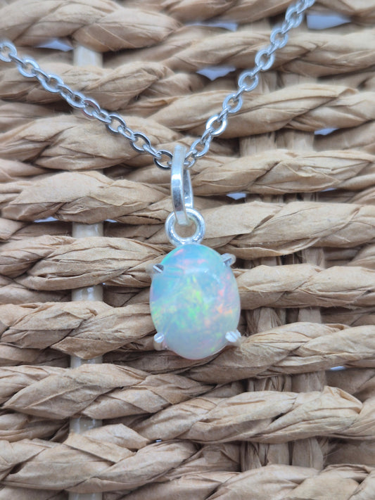 Ethiopian Opal Silver 925 Necklace (RARE)