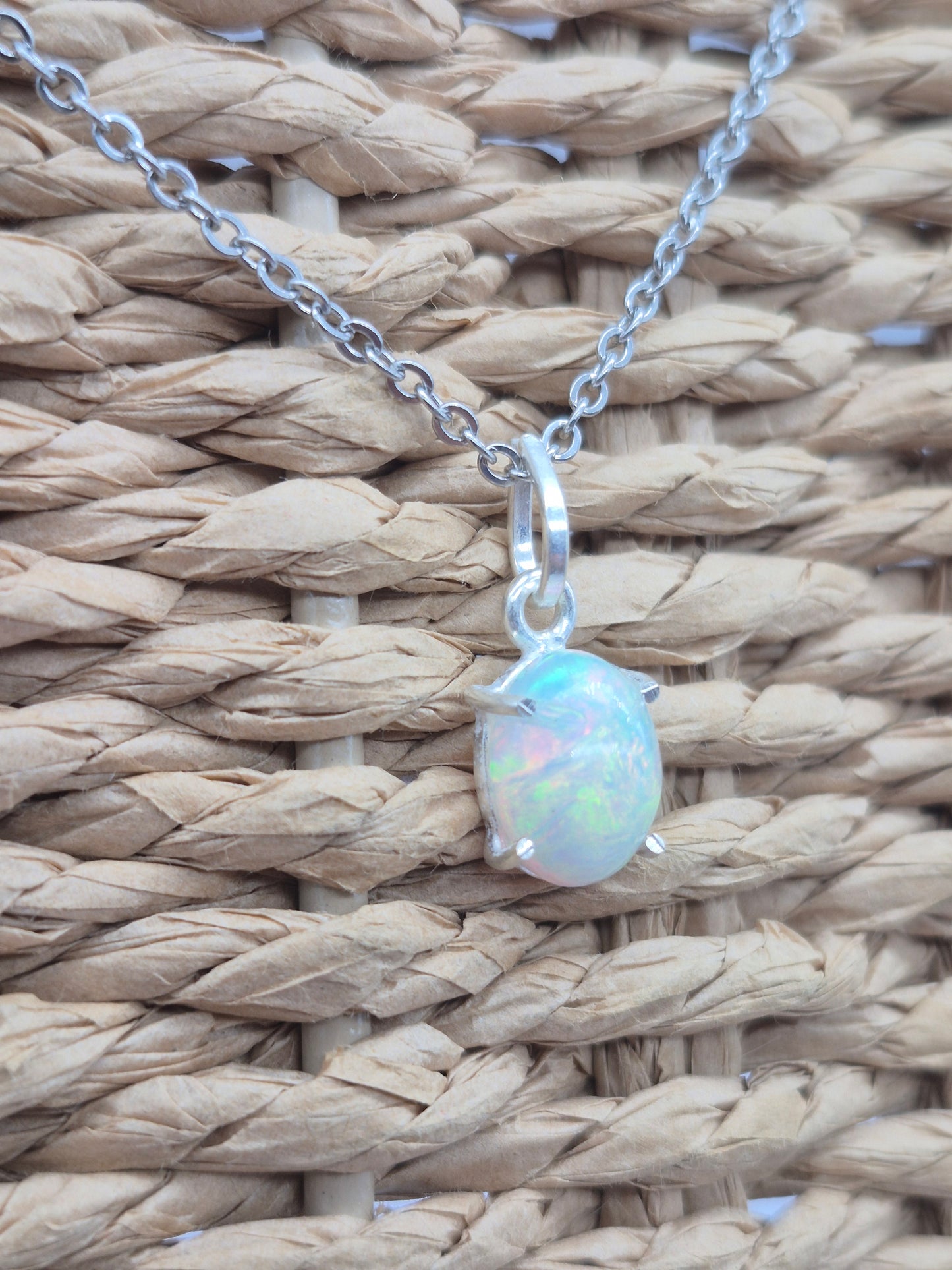 Ethiopian Opal Silver 925 Necklace (RARE)