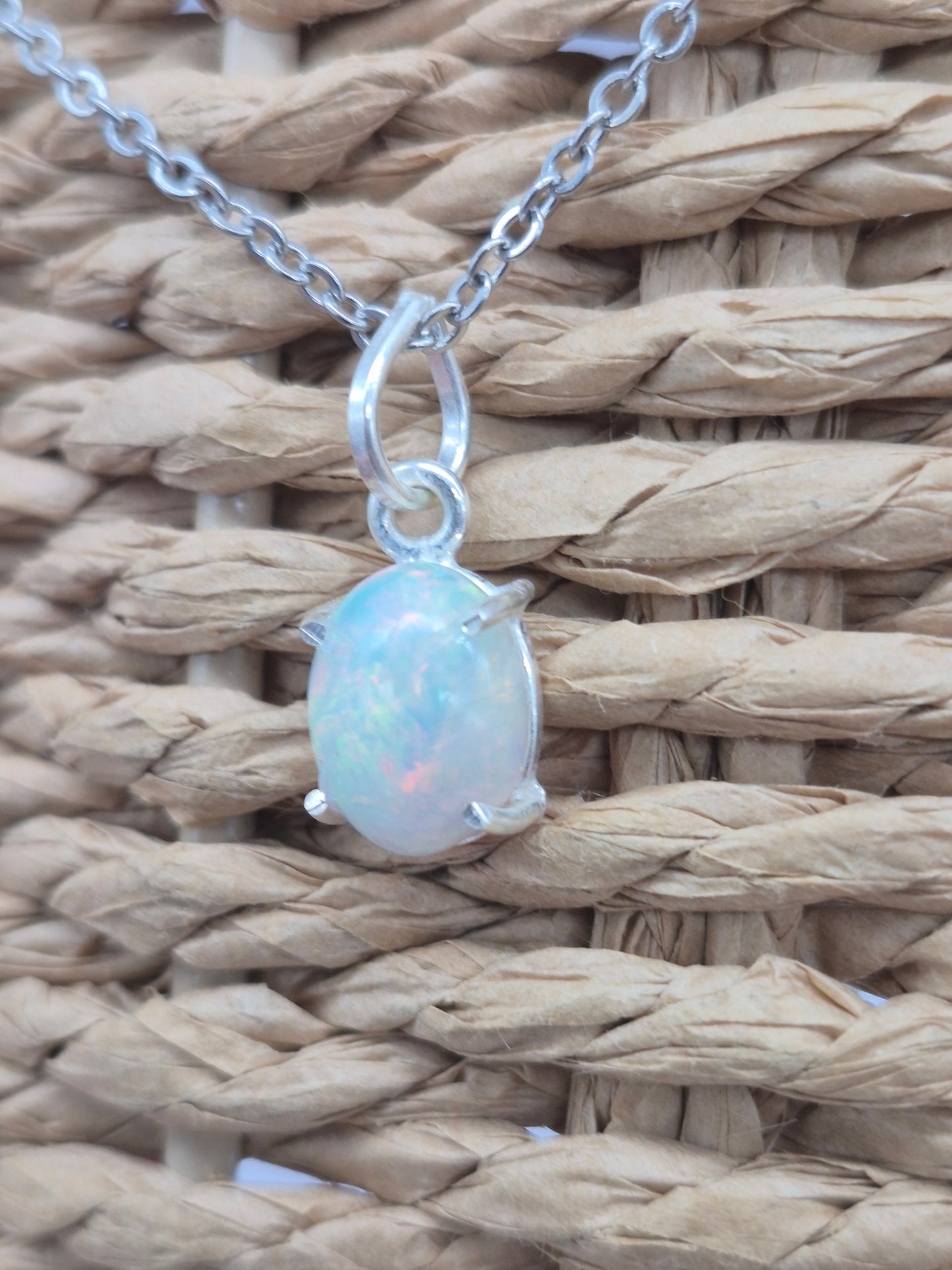 Ethiopian Opal Silver 925 Necklace (RARE)