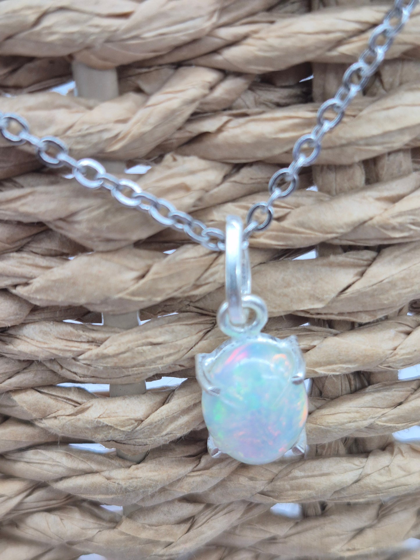Ethiopian Opal Silver 925 Necklace (RARE)