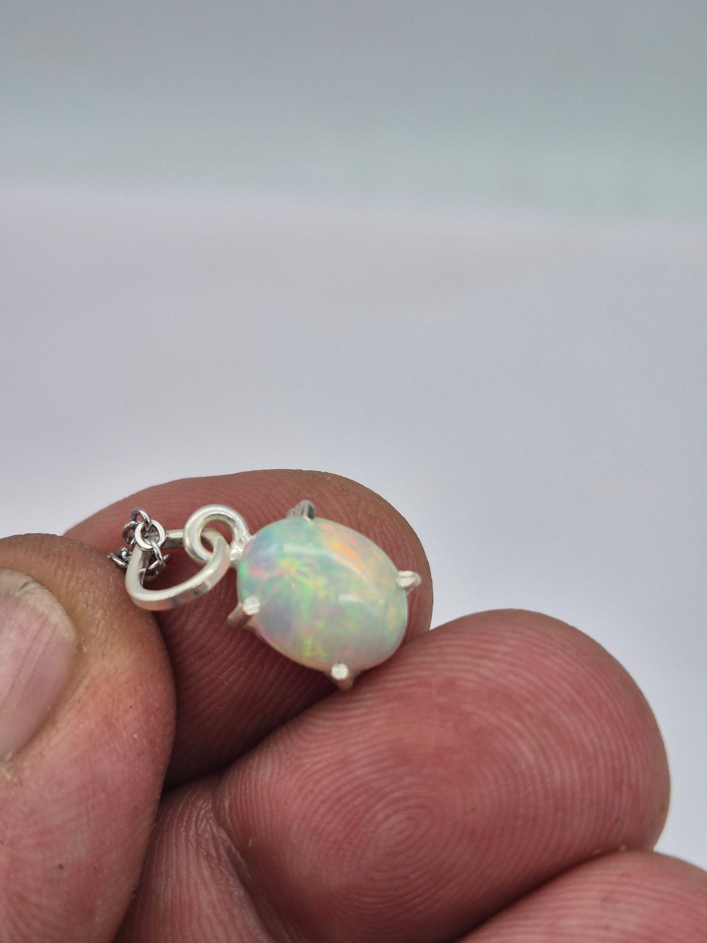Ethiopian Opal Silver 925 Necklace (RARE)