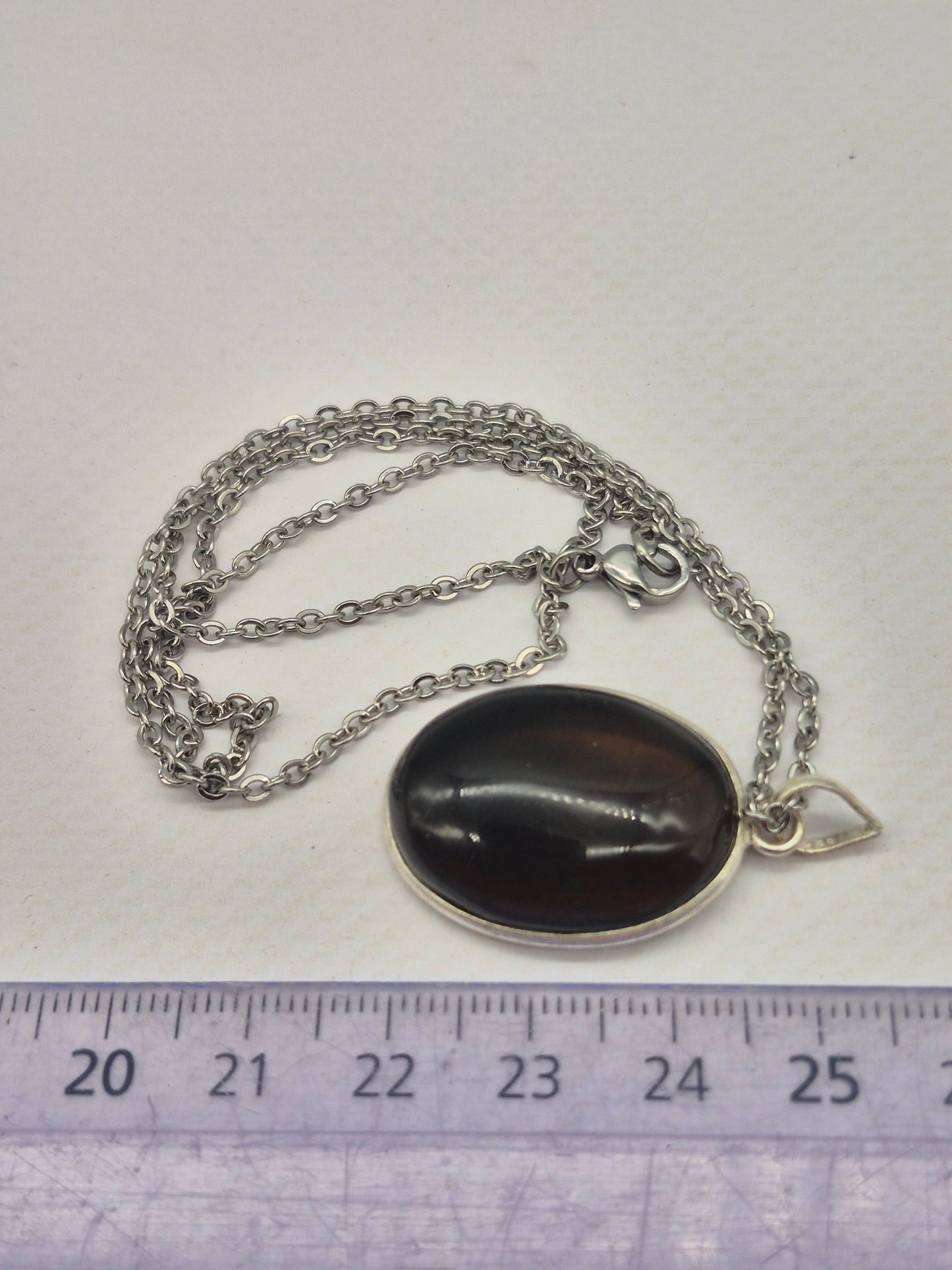 Smoked Quartz  Silver 925 Oval Pendant Oval Cabochon Crystal