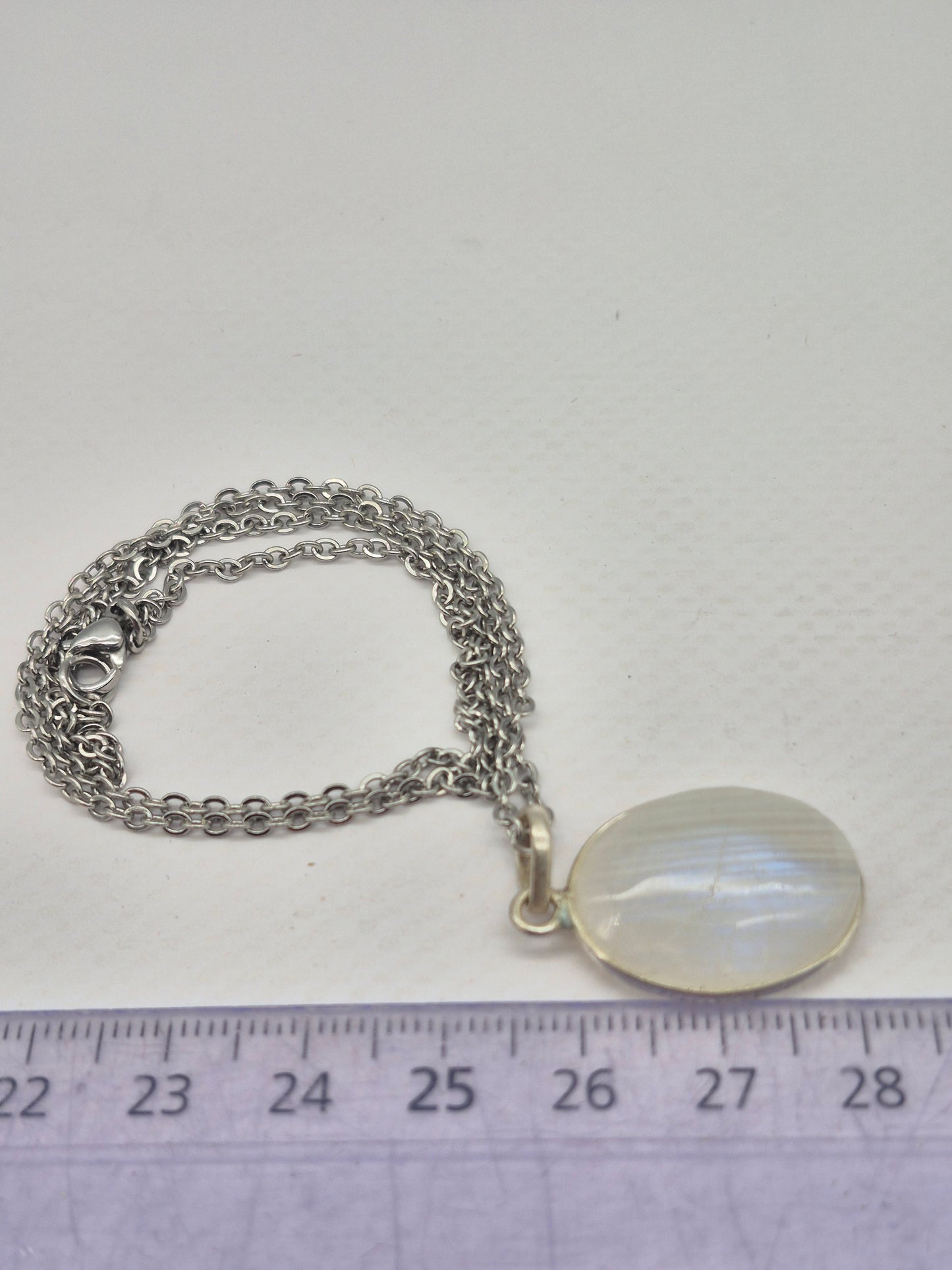 Moonstone Silver 925 Necklace Oval Shaped – Minimalist Moonstone Pendant with Stainless Steel Chain