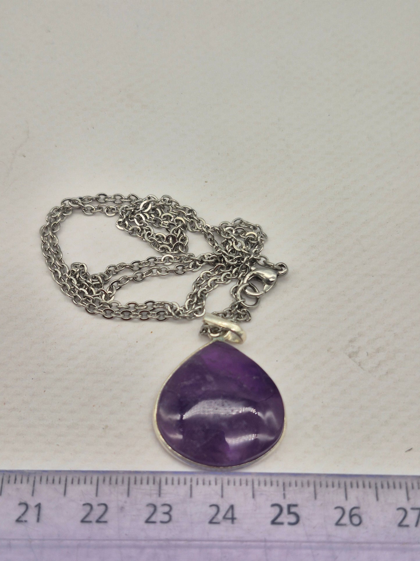 Amethyst Silver 925 Pendant Teardrop - Cabochon Crystal Necklace