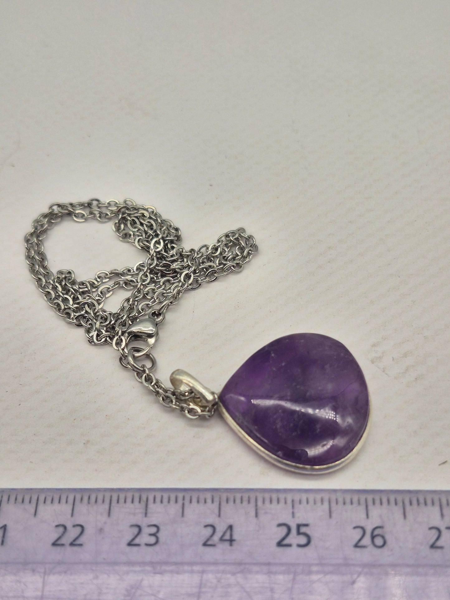 Amethyst Silver 925 Pendant Teardrop - Cabochon Crystal Necklace