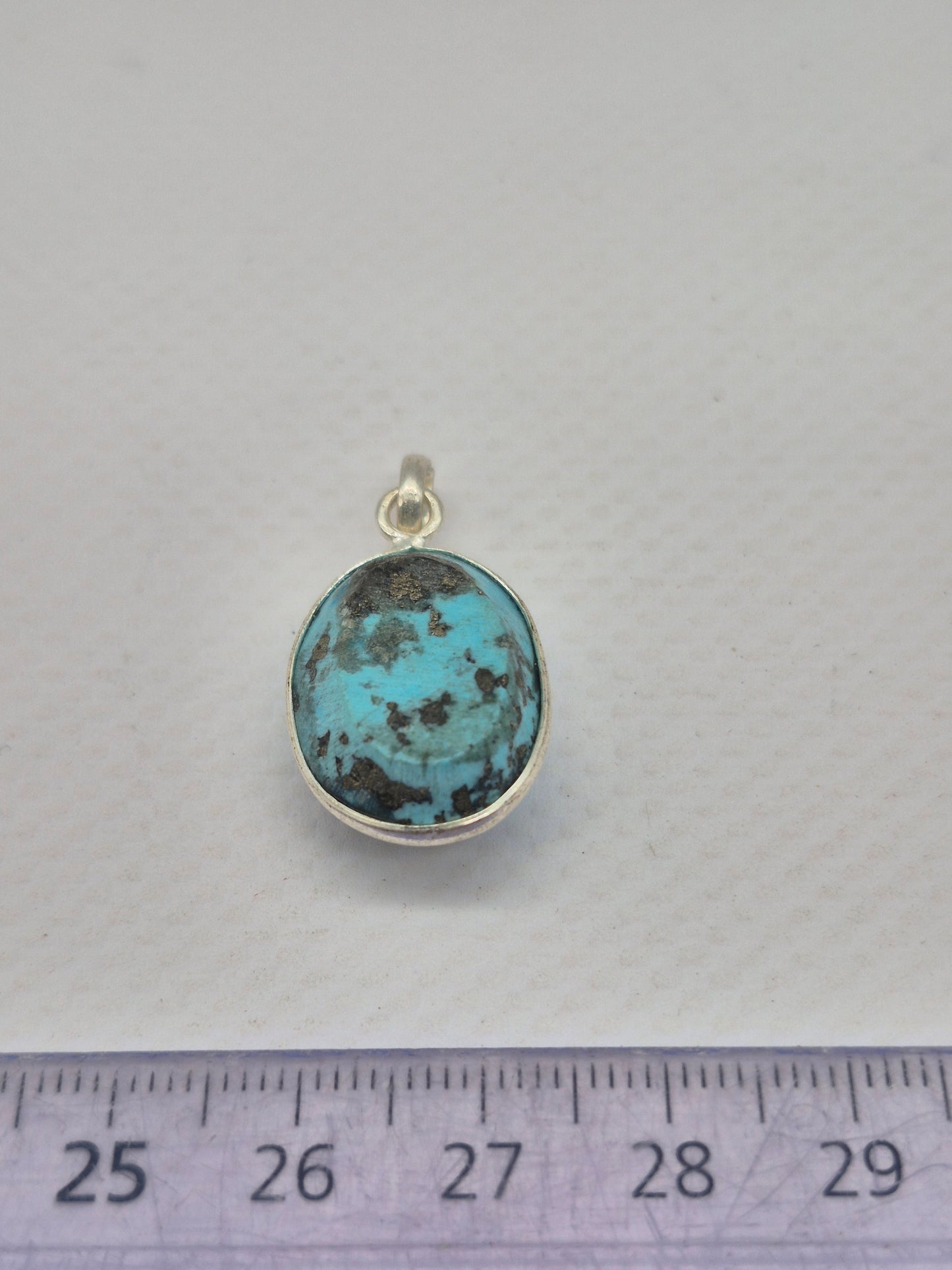 Turquoise Silver Necklace with Steel Chain
