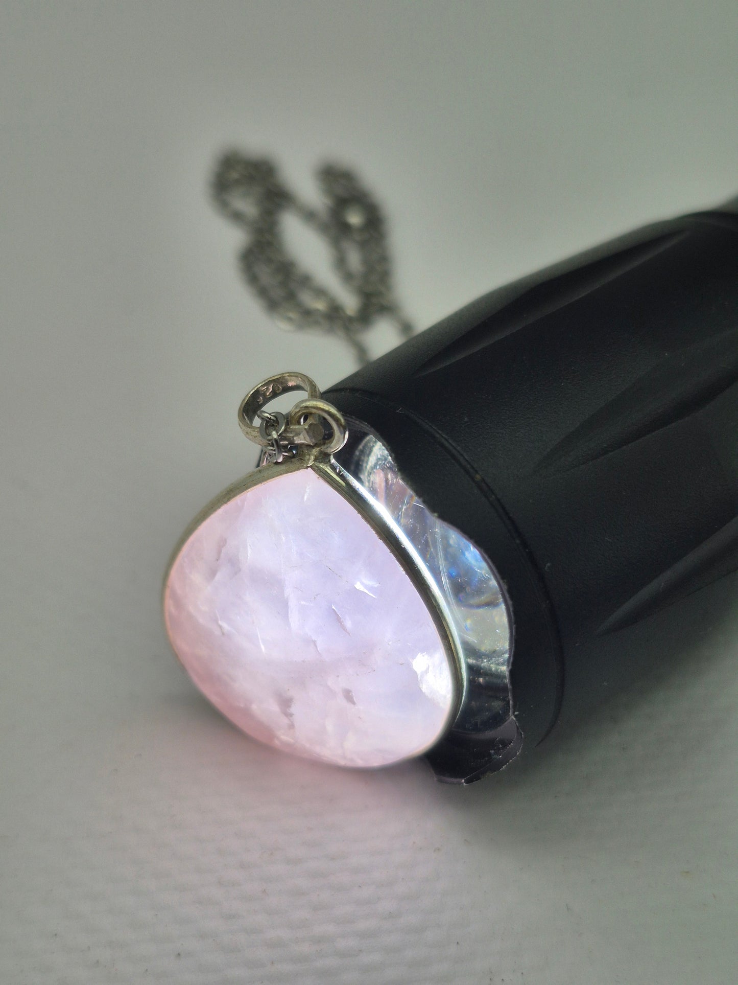 Rose Quartz Silver Necklace: Crystal Pendant with Stainless Steel Chain