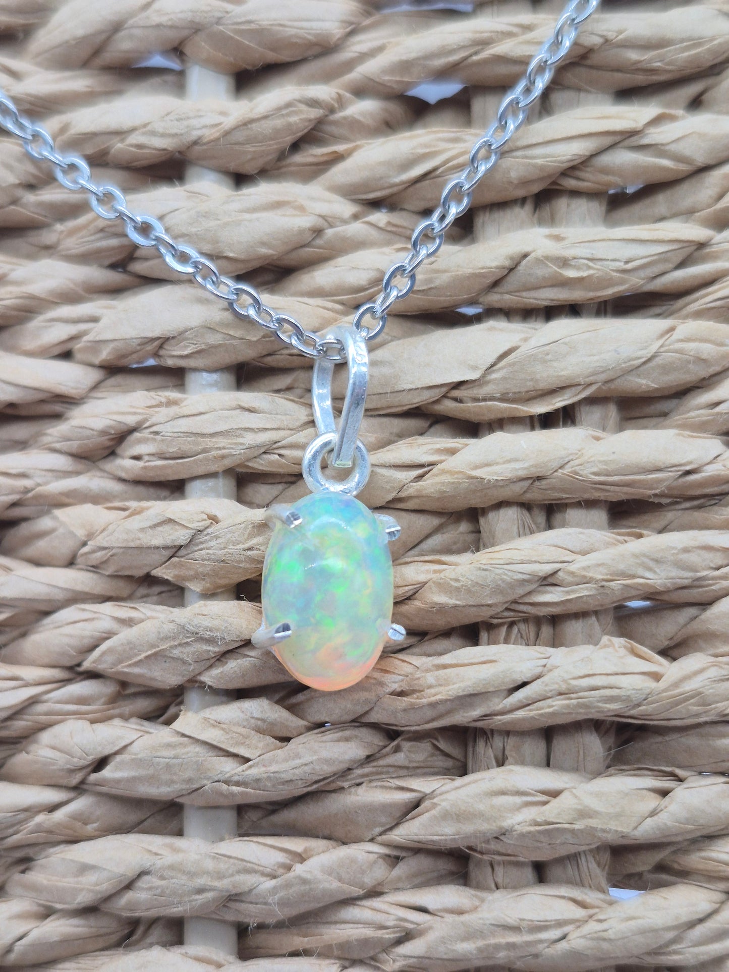 Ethiopian Opal Silver 925 Necklace (RARE)