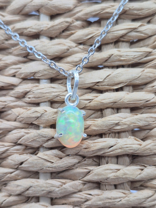 Ethiopian Opal Silver 925 Necklace (RARE)