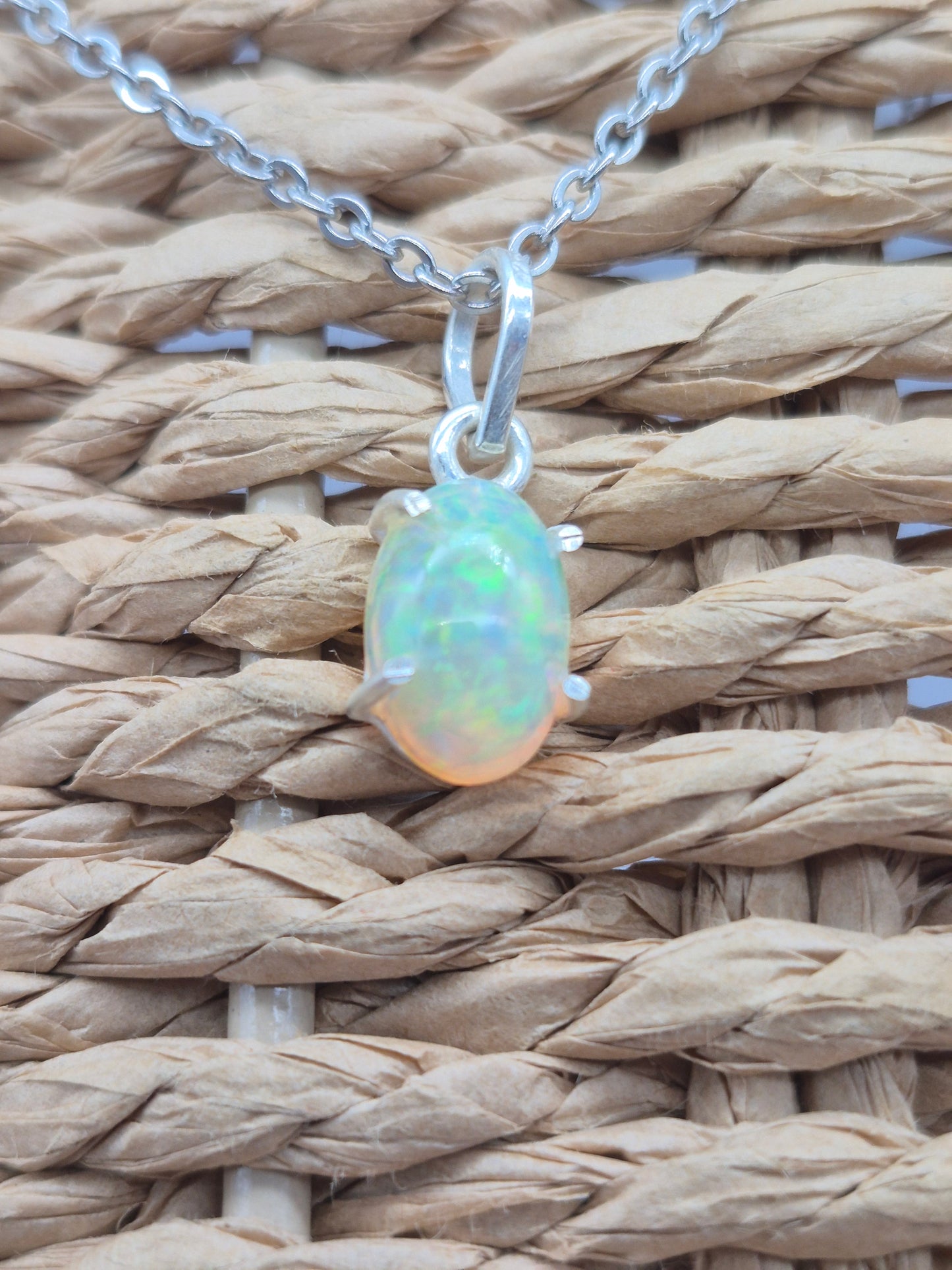 Ethiopian Opal Silver 925 Necklace (RARE)