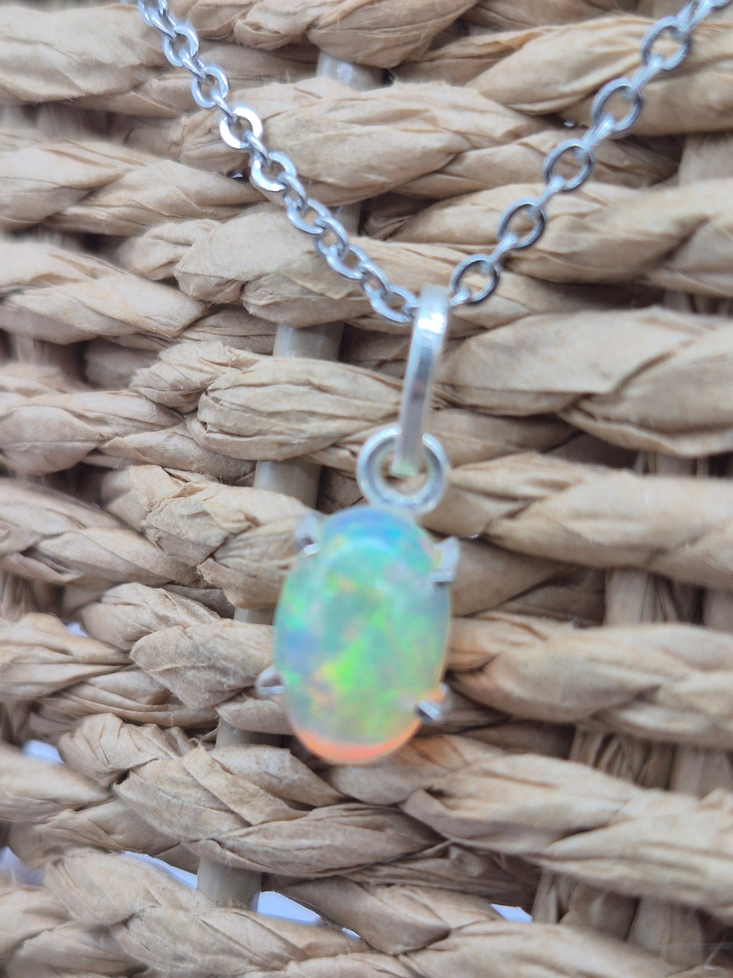 Ethiopian Opal Silver 925 Necklace (RARE)