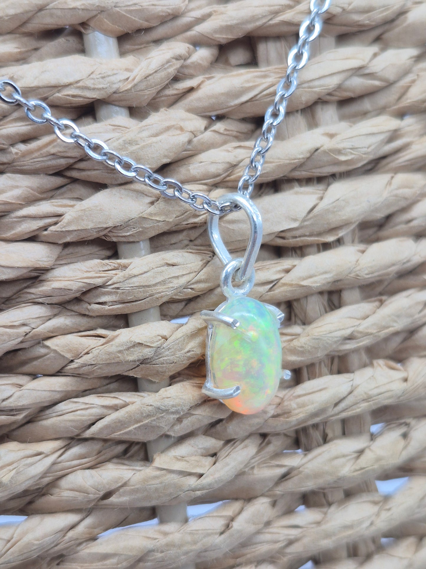Ethiopian Opal Silver 925 Necklace (RARE)