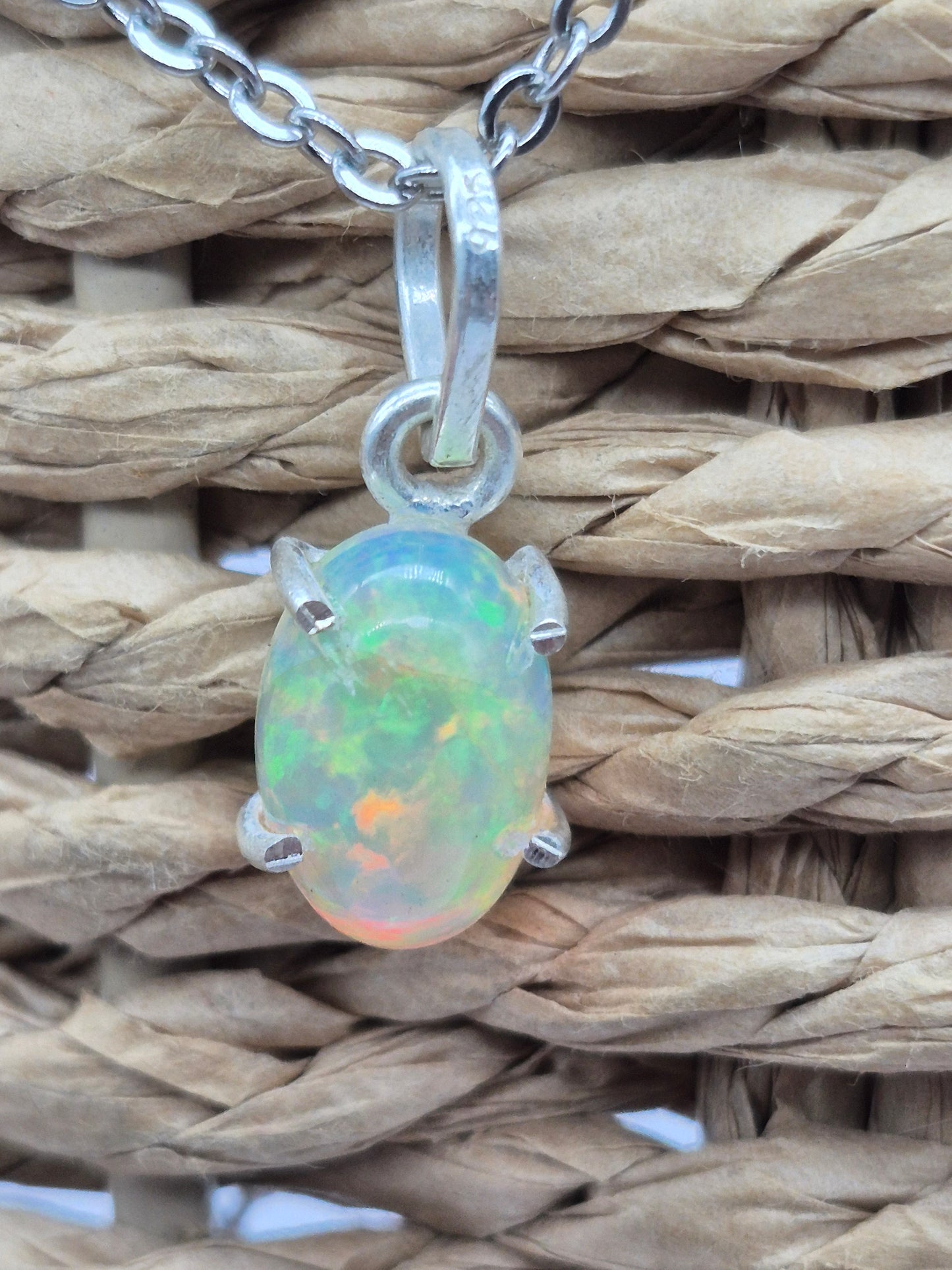 Ethiopian Opal Silver 925 Necklace (RARE)