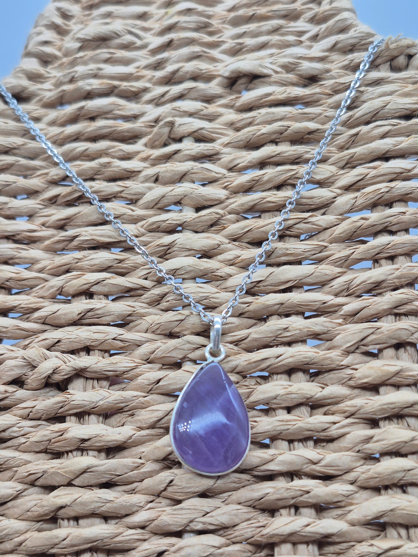 Amethyst Silver 925 Pendant Teardrop - Cabochon Crystal Necklace
