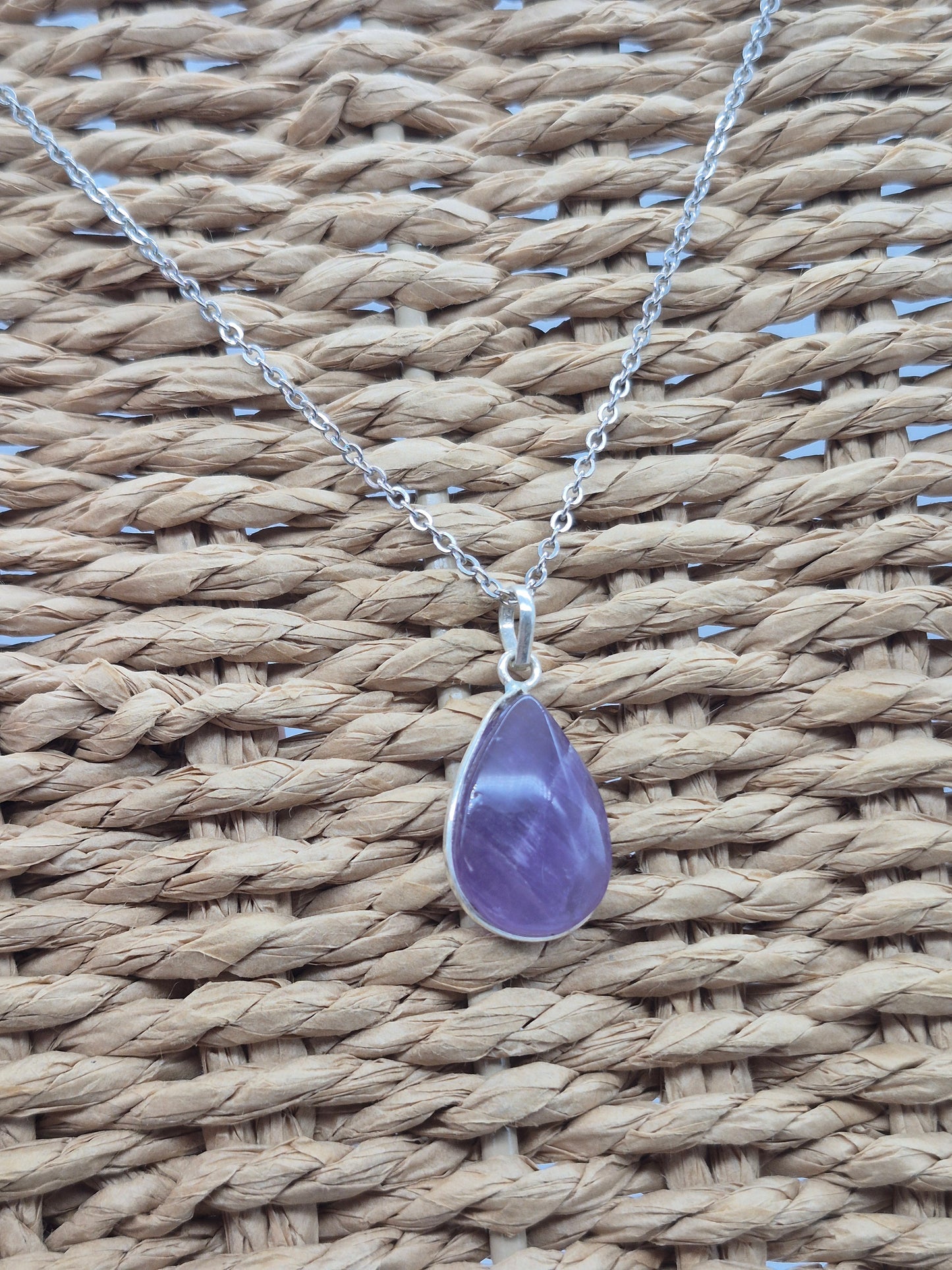 Amethyst Silver 925 Pendant Teardrop - Cabochon Crystal Necklace