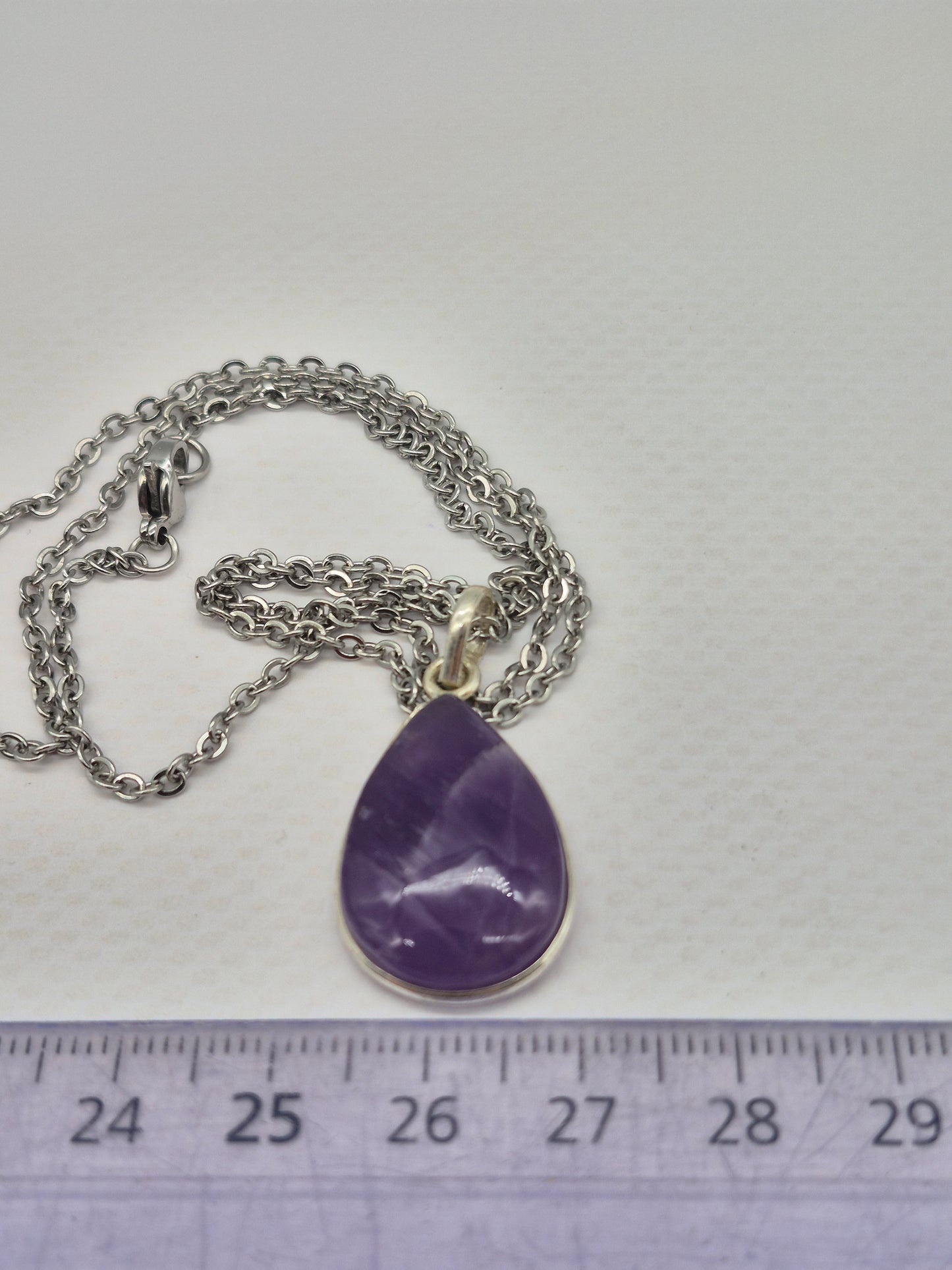 Amethyst Silver 925 Pendant Teardrop - Cabochon Crystal Necklace