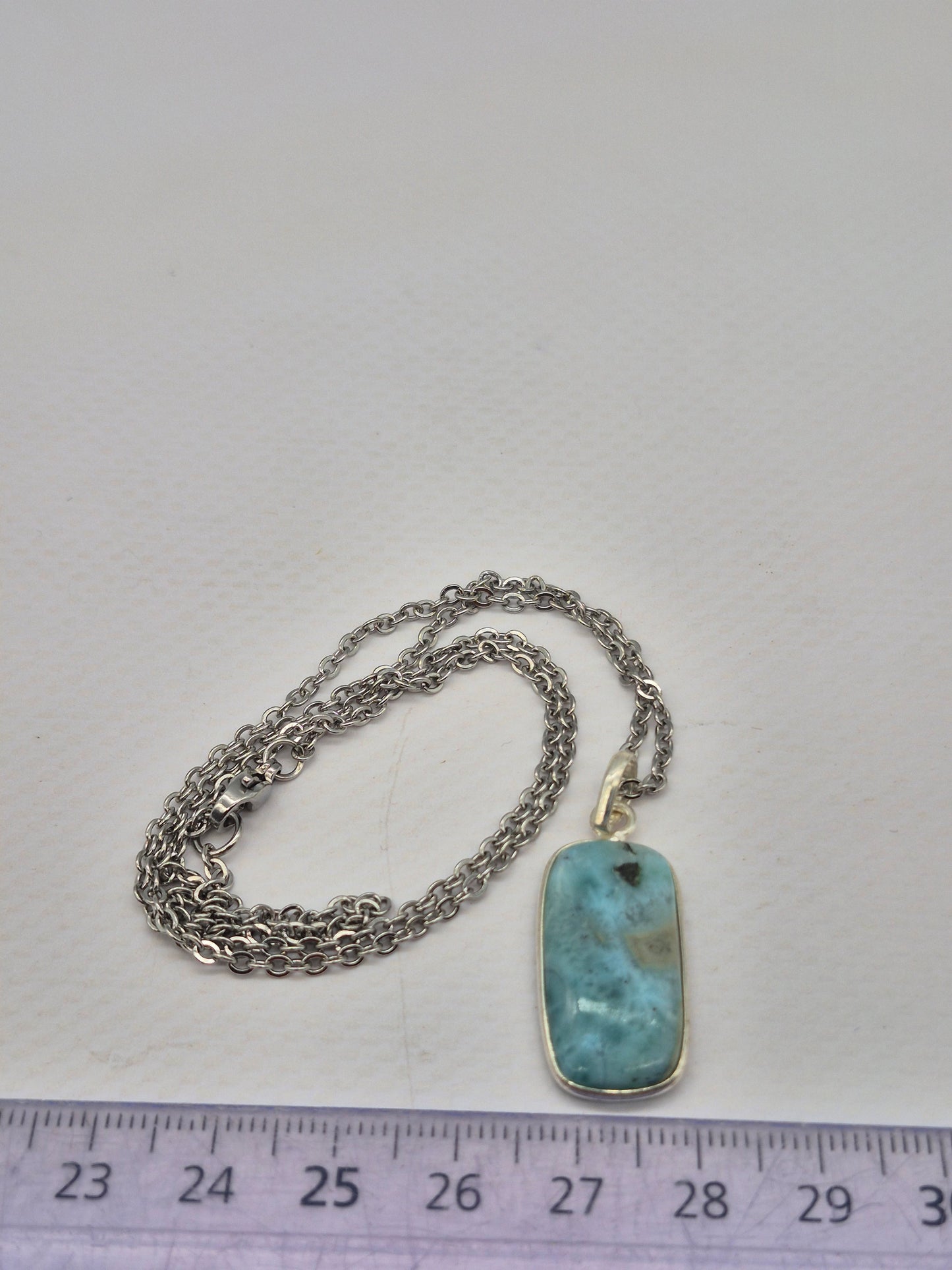 Larimar Silver 925 Necklace – Larimar Pendant in Silver Bezel with Stainless Steel Chain