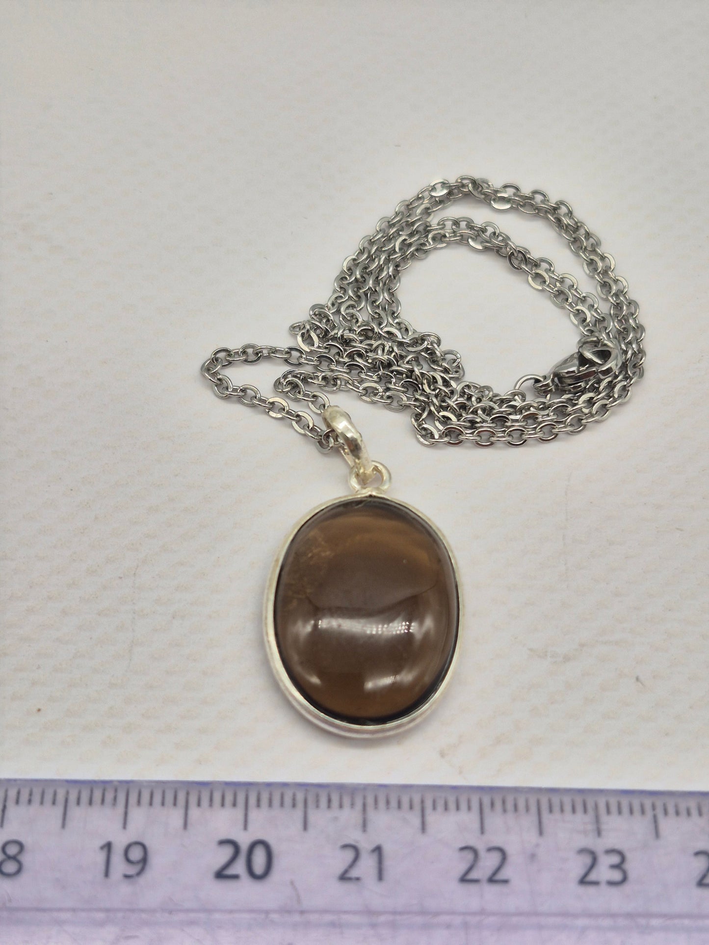 Smoked Quartz  Silver 925 Pendant Oval Cabochon Crystal