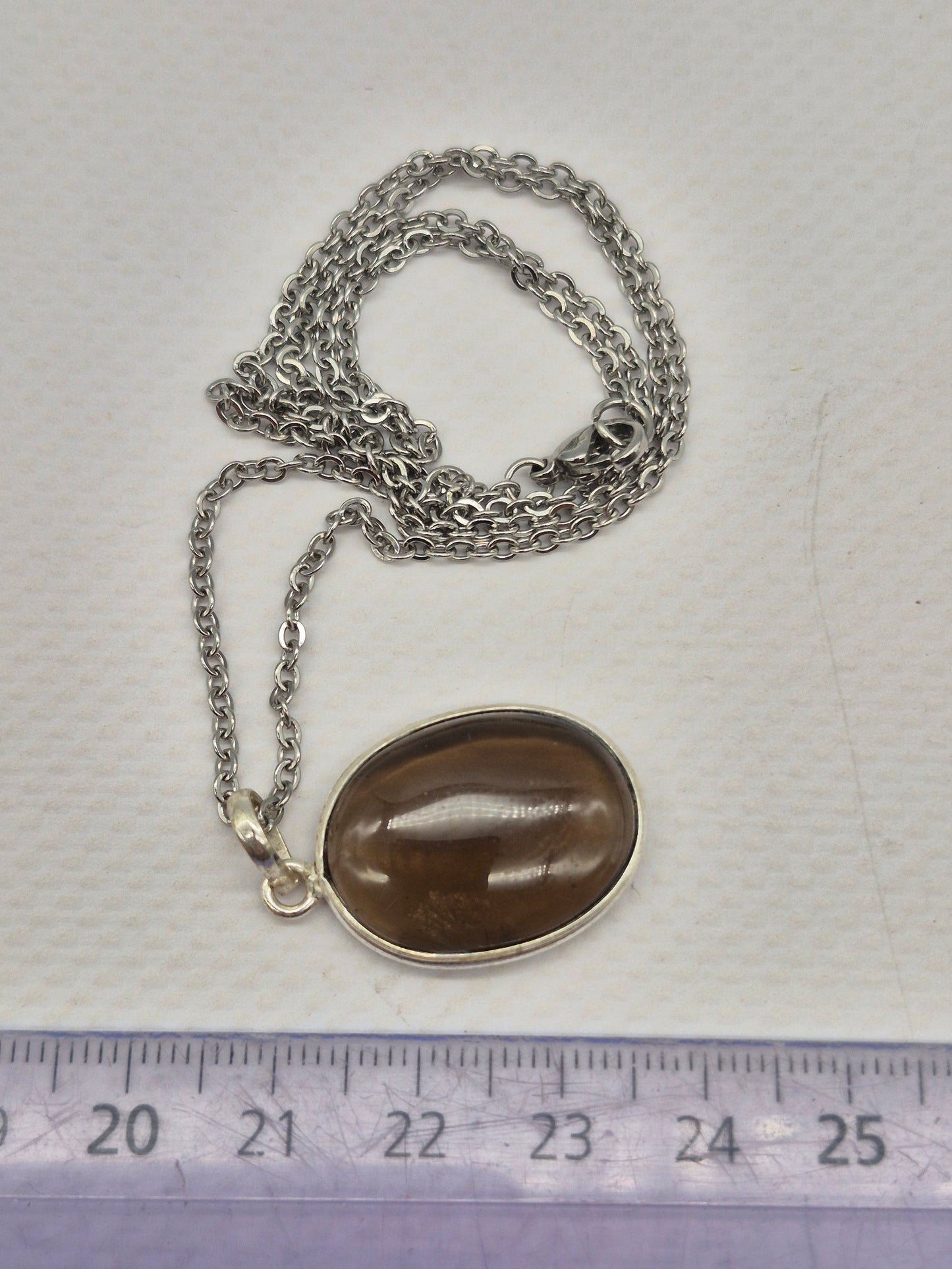 Smoked Quartz  Silver 925 Pendant Oval Cabochon Crystal