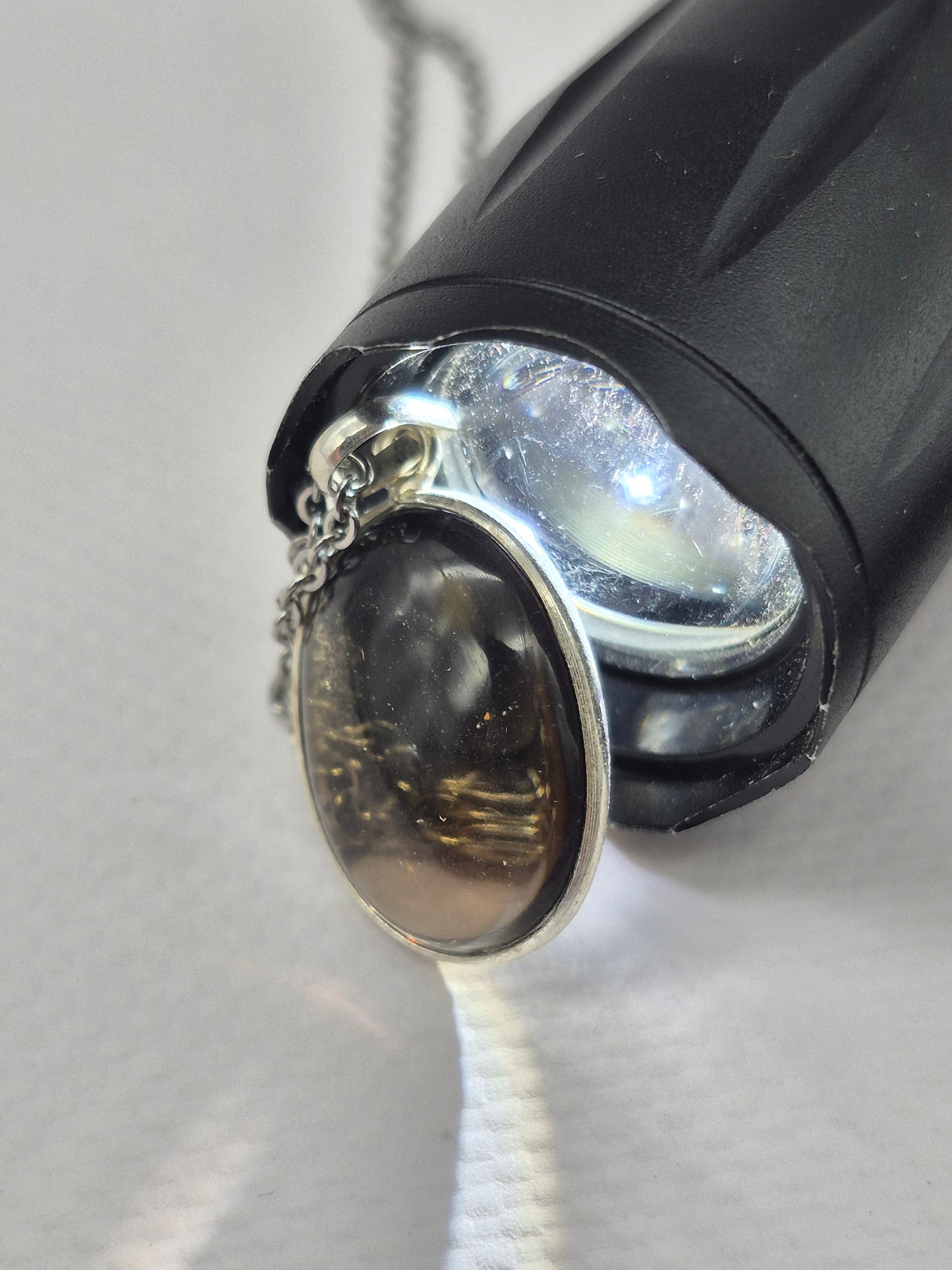 Smoked Quartz  Silver 925 Pendant Oval Cabochon Crystal