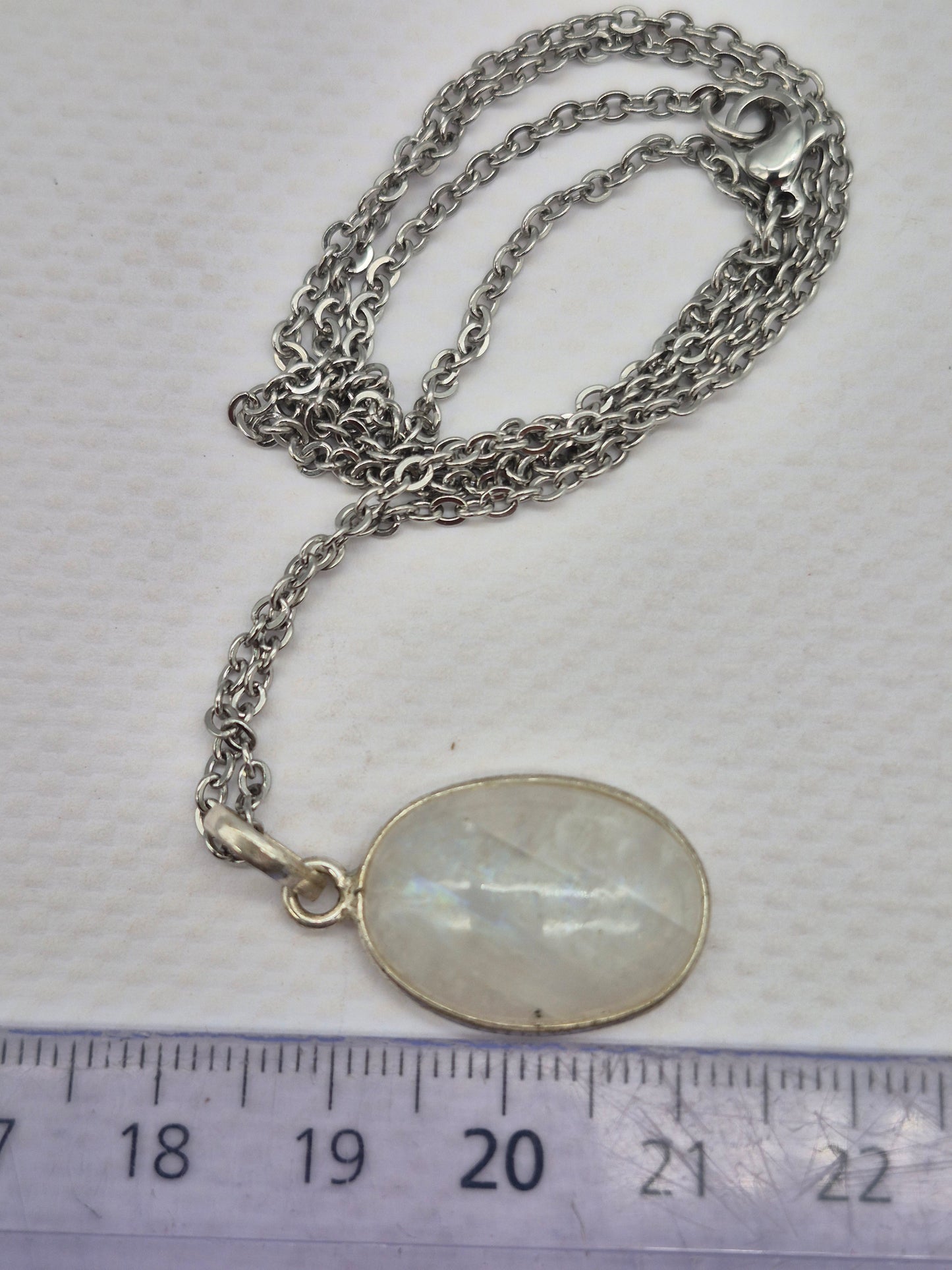 Moonstone Silver 925 Necklace Oval Shaped – Minimalist Moonstone Pendant with Stainless Steel Chain