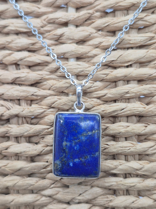Lapis Lazuli Crystal Necklace Silver 925