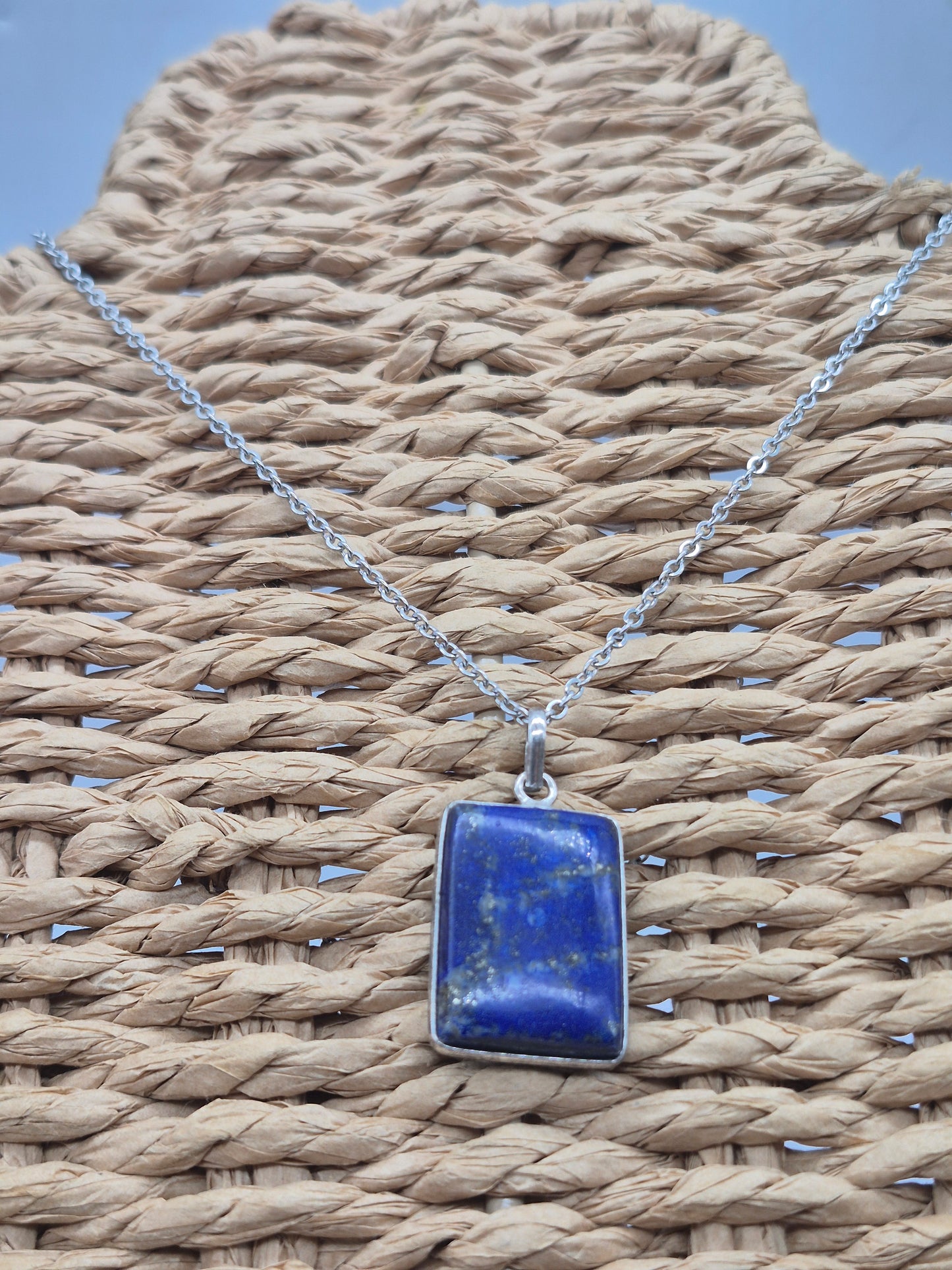 Lapis Lazuli Crystal Necklace Silver 925