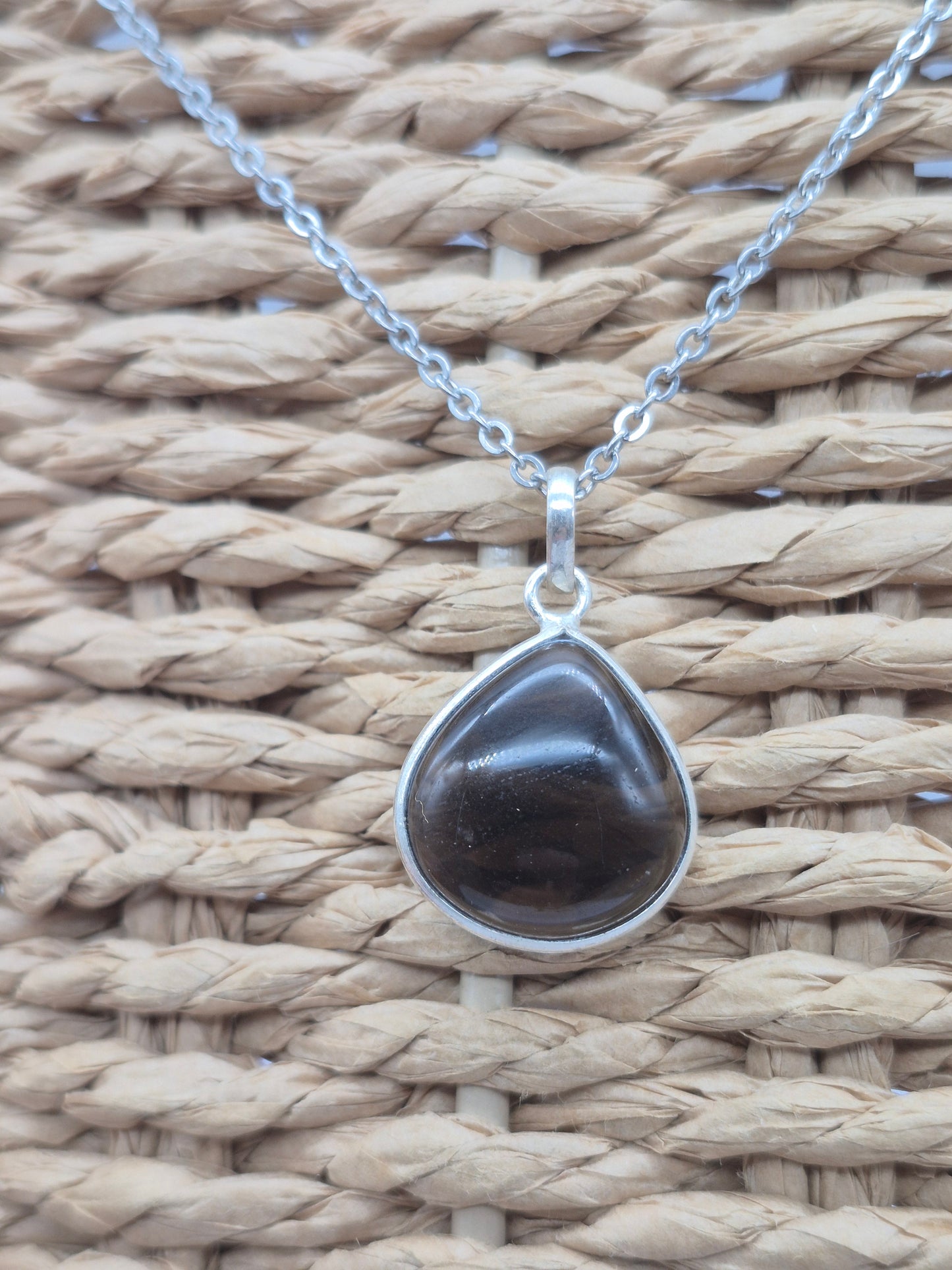 Smoked Quartz  Silver 925 Pendant Oval Cabochon Crystal