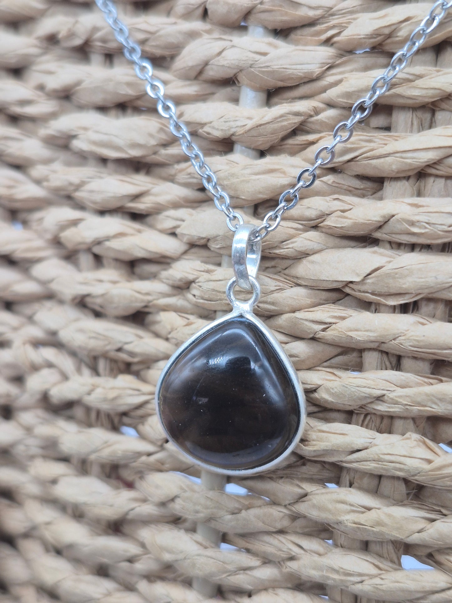 Smoked Quartz  Silver 925 Pendant Oval Cabochon Crystal