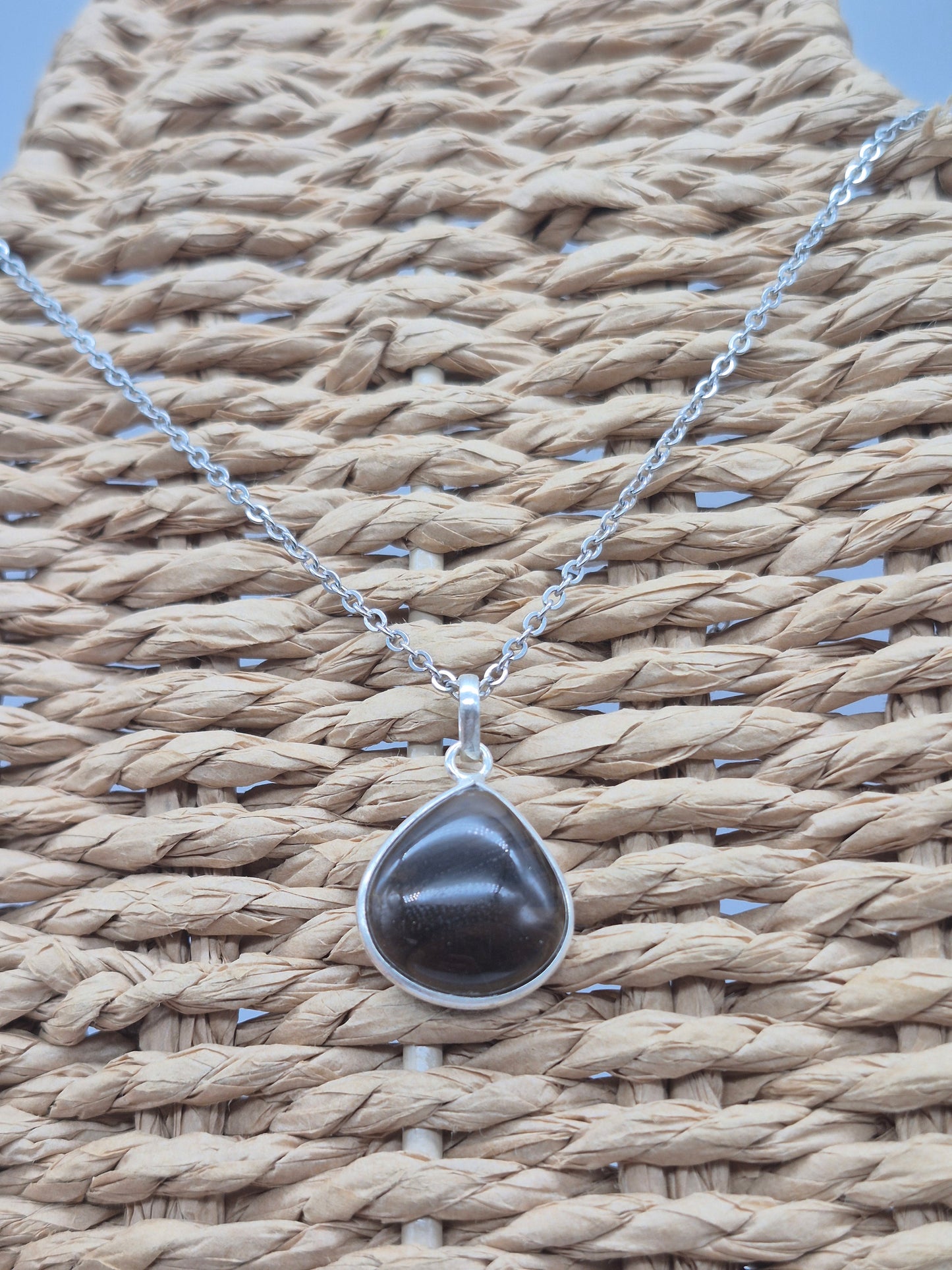 Smoked Quartz  Silver 925 Pendant Oval Cabochon Crystal